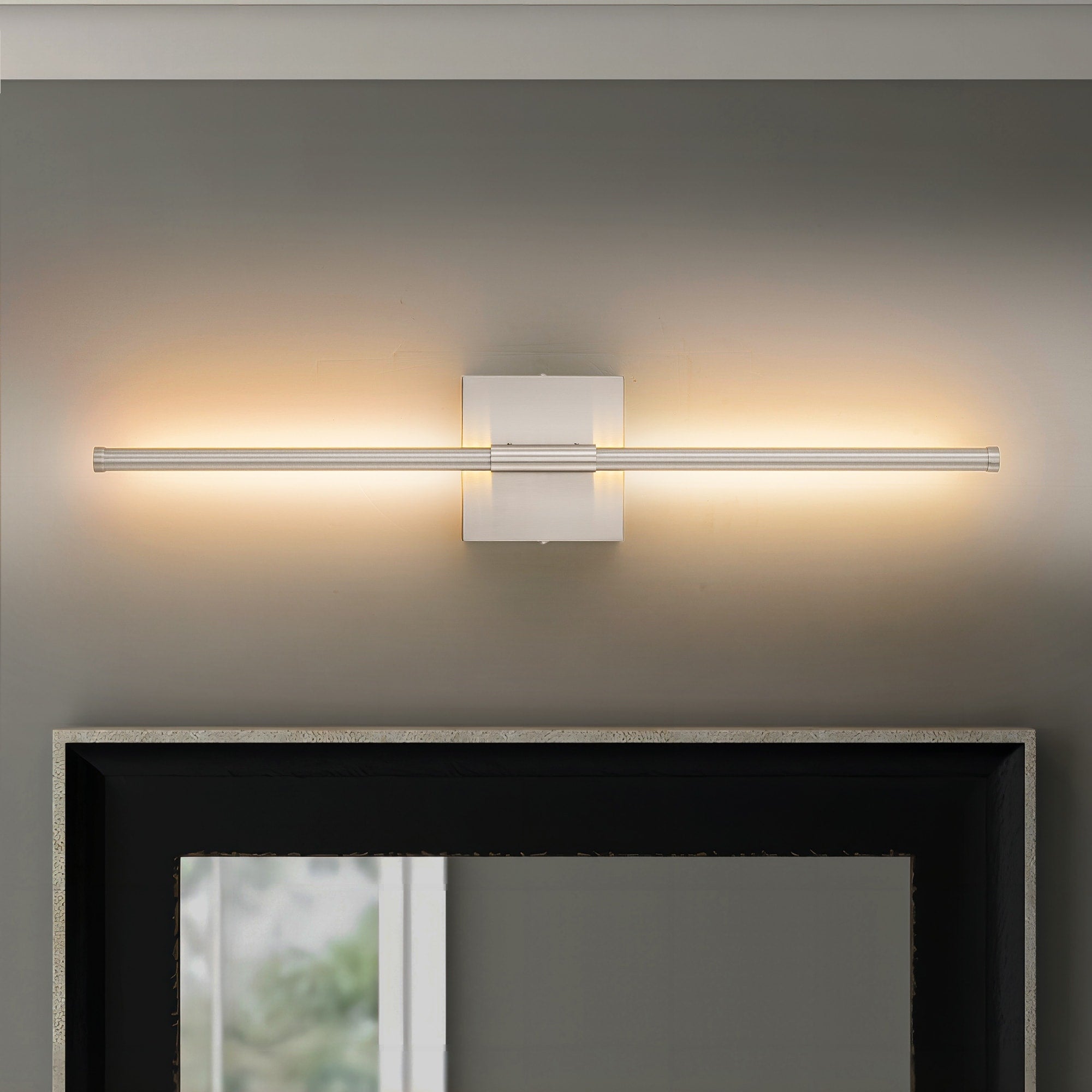 Applique murale linéaire moderne à 1 ampoule, noire/dorée/nickel, à LED, à intensité variable, pour salle de bain