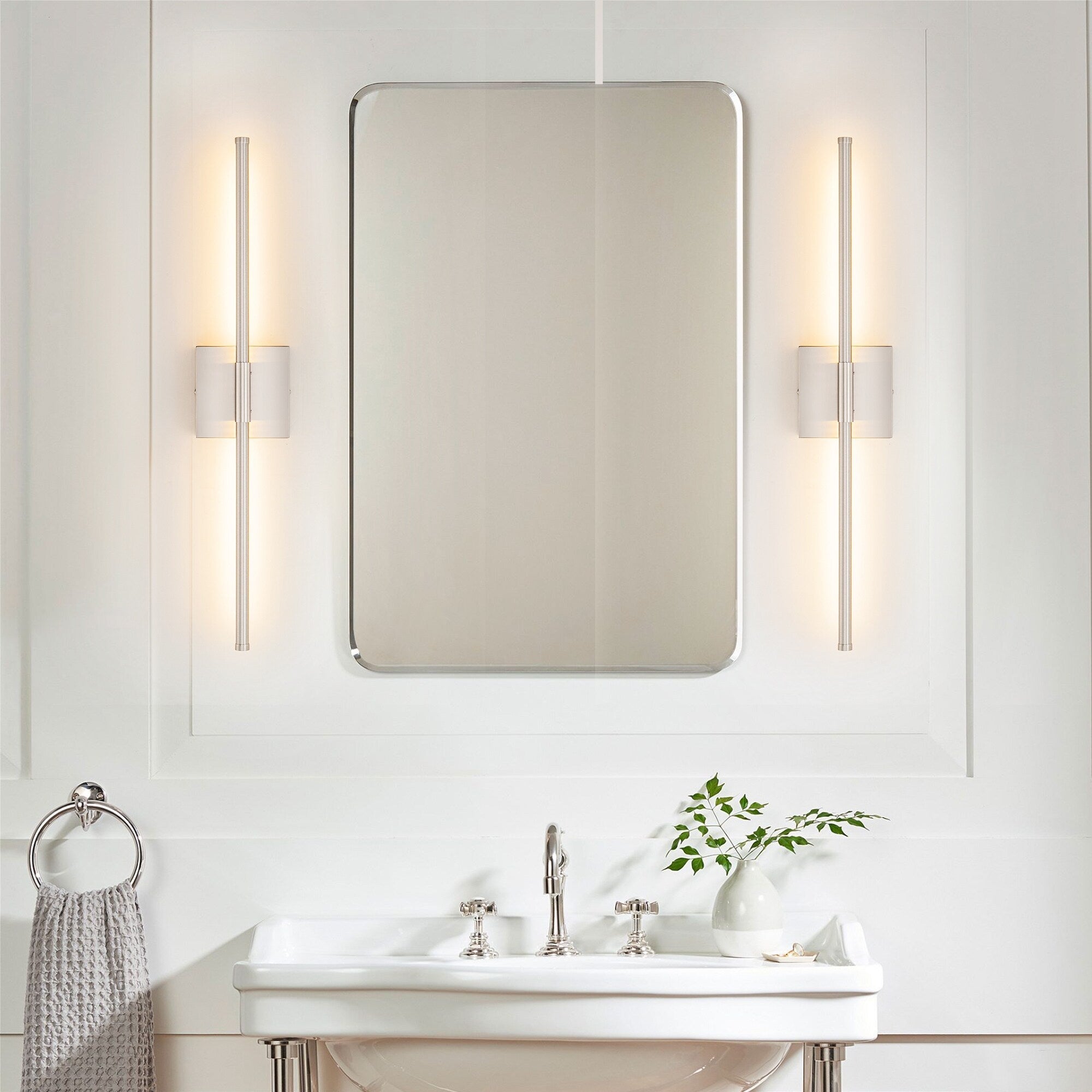 Applique murale linéaire moderne à 1 ampoule, noire/dorée/nickel, à LED, à intensité variable, pour salle de bain