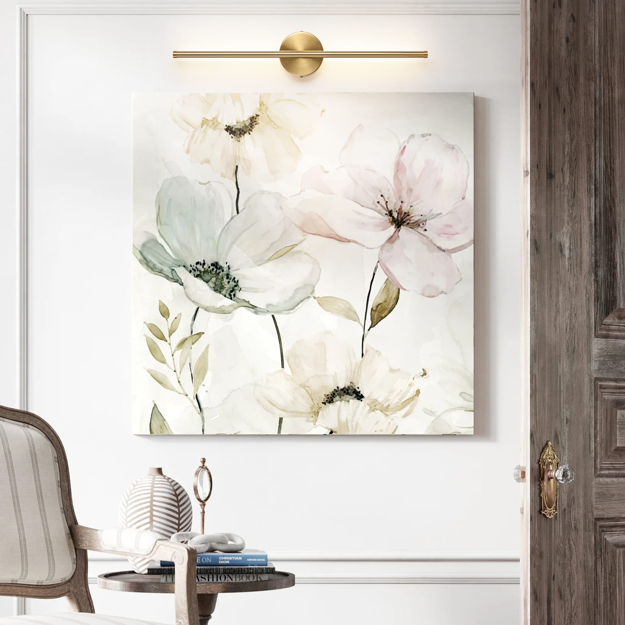 Applique murale linéaire moderne à 1 ampoule, noire/dorée/nickel, à LED, à intensité variable, pour salle de bain