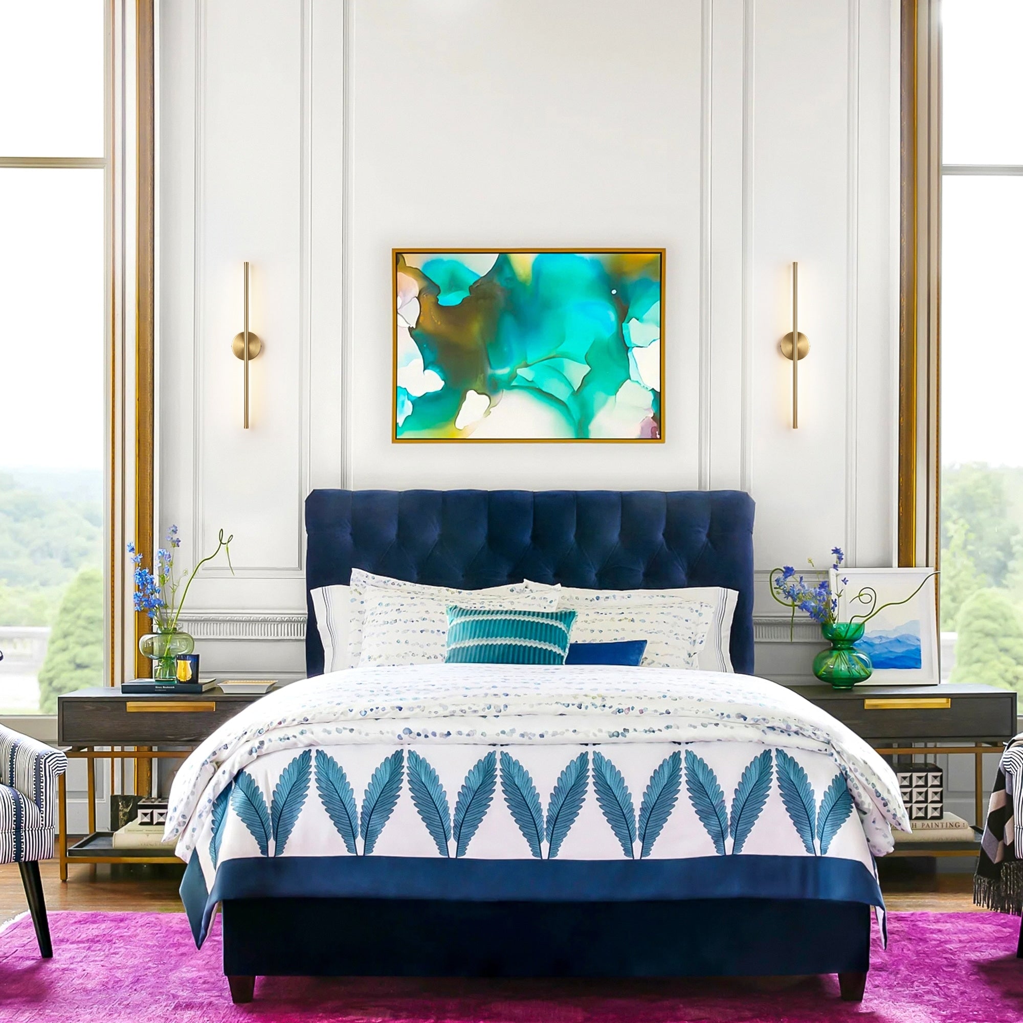 Applique murale linéaire moderne à 1 ampoule, noire/dorée/nickel, à LED, à intensité variable, pour salle de bain