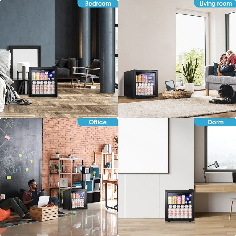 Réfrigérateur à boissons de 1,3 pi³ - Mini-réfrigérateur pour 48 canettes et 12 bouteilles, porte en verre, commande tactile électronique