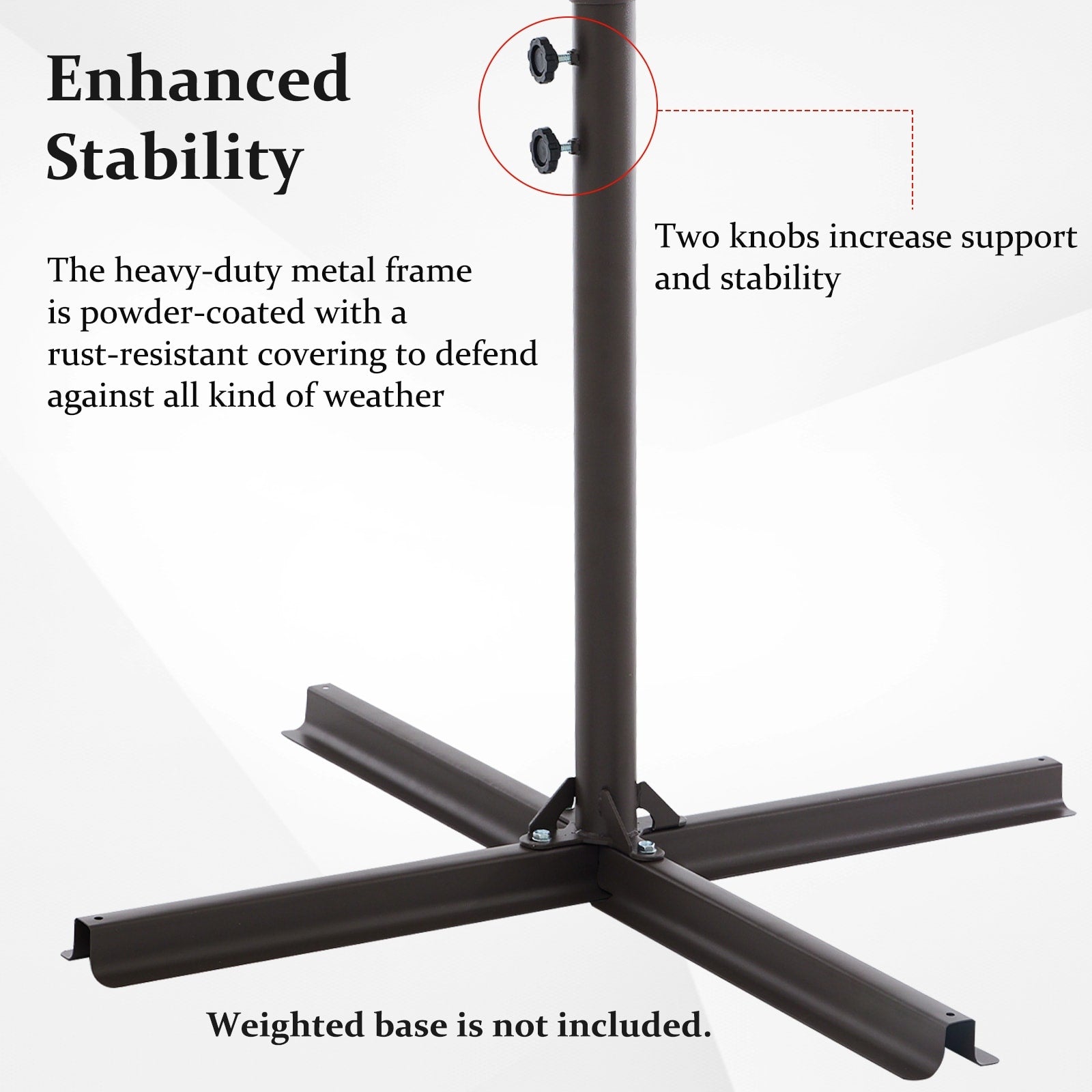 Parasol déporté suspendu à manivelle en acier de 10 pieds