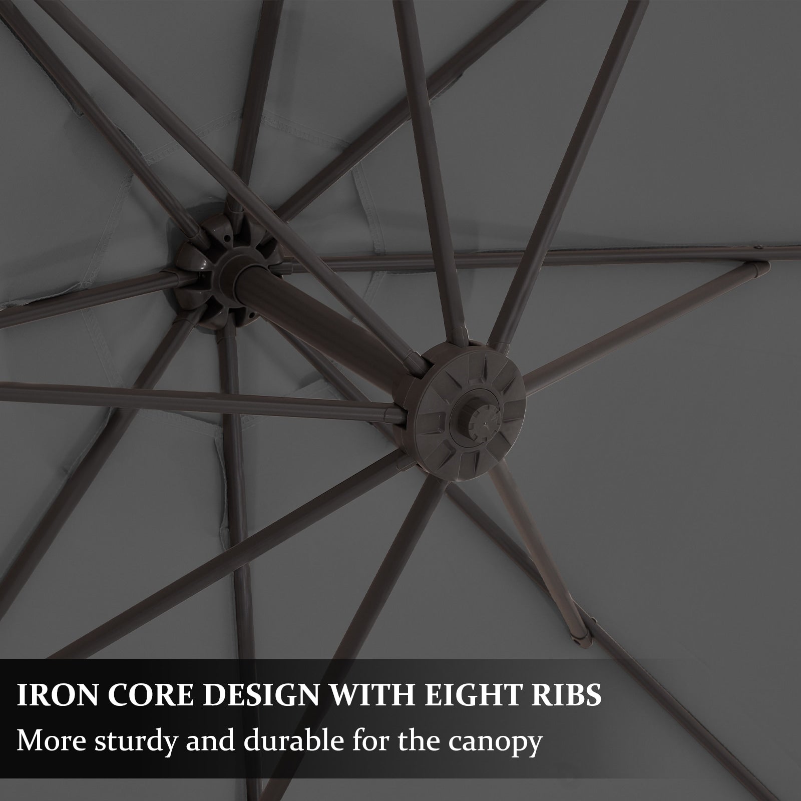 Parasol déporté suspendu à manivelle en acier de 10 pieds