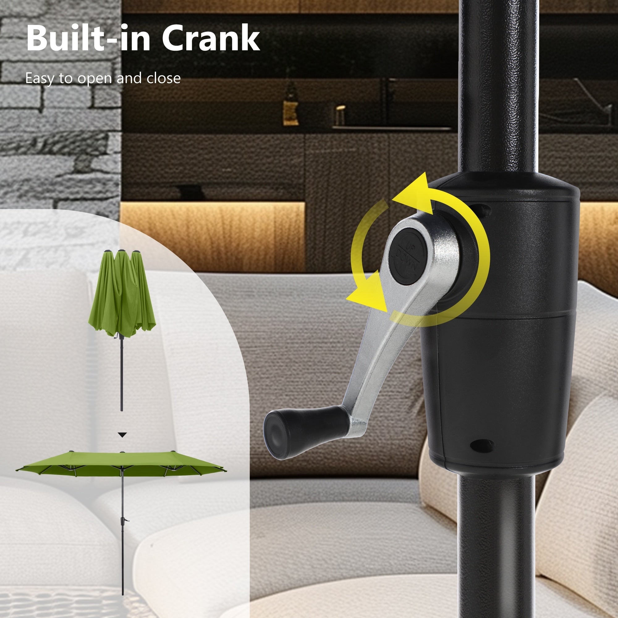 Parasol de patio double face MAISON ARTS de 13 pieds extra large avec manivelle