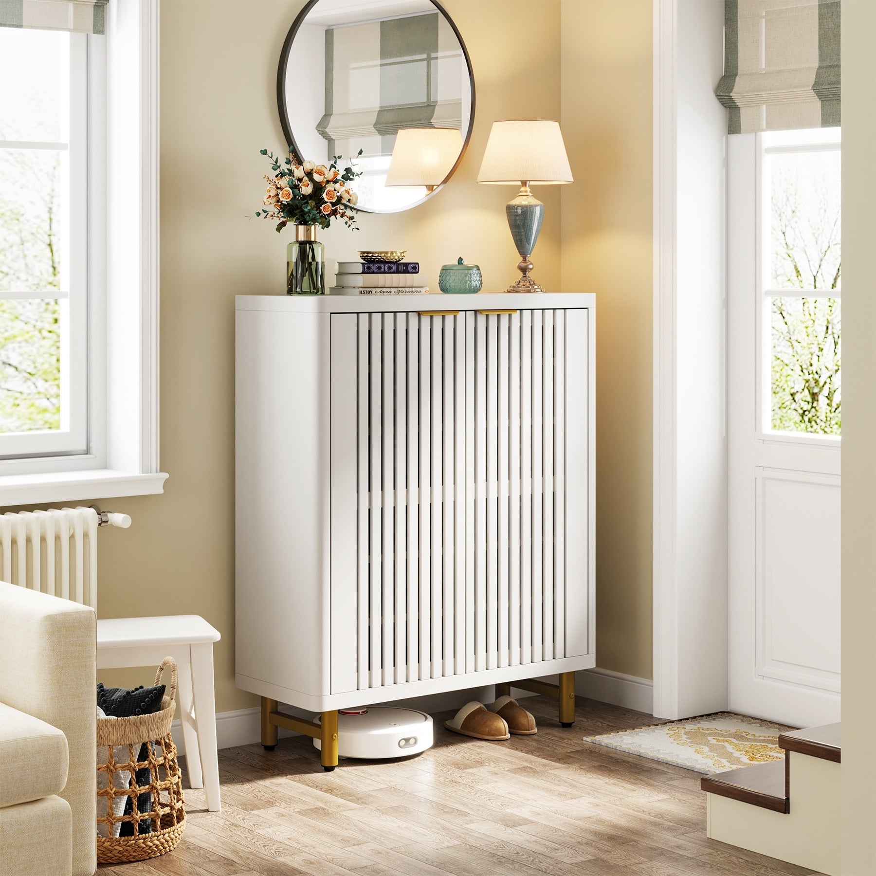 Meuble de rangement à chaussures 24 paires avec porte pour entrée et salon