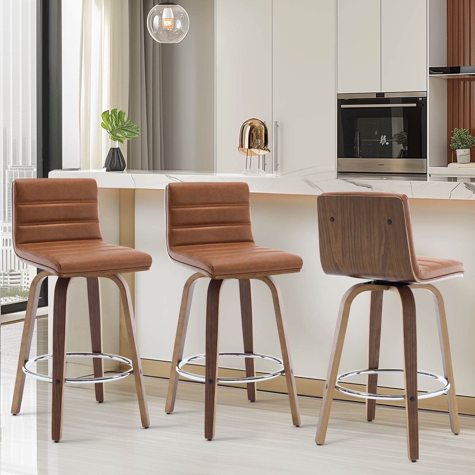 Tabourets de bar/comptoir pivotants en similicuir 26/29, lot de 2/3