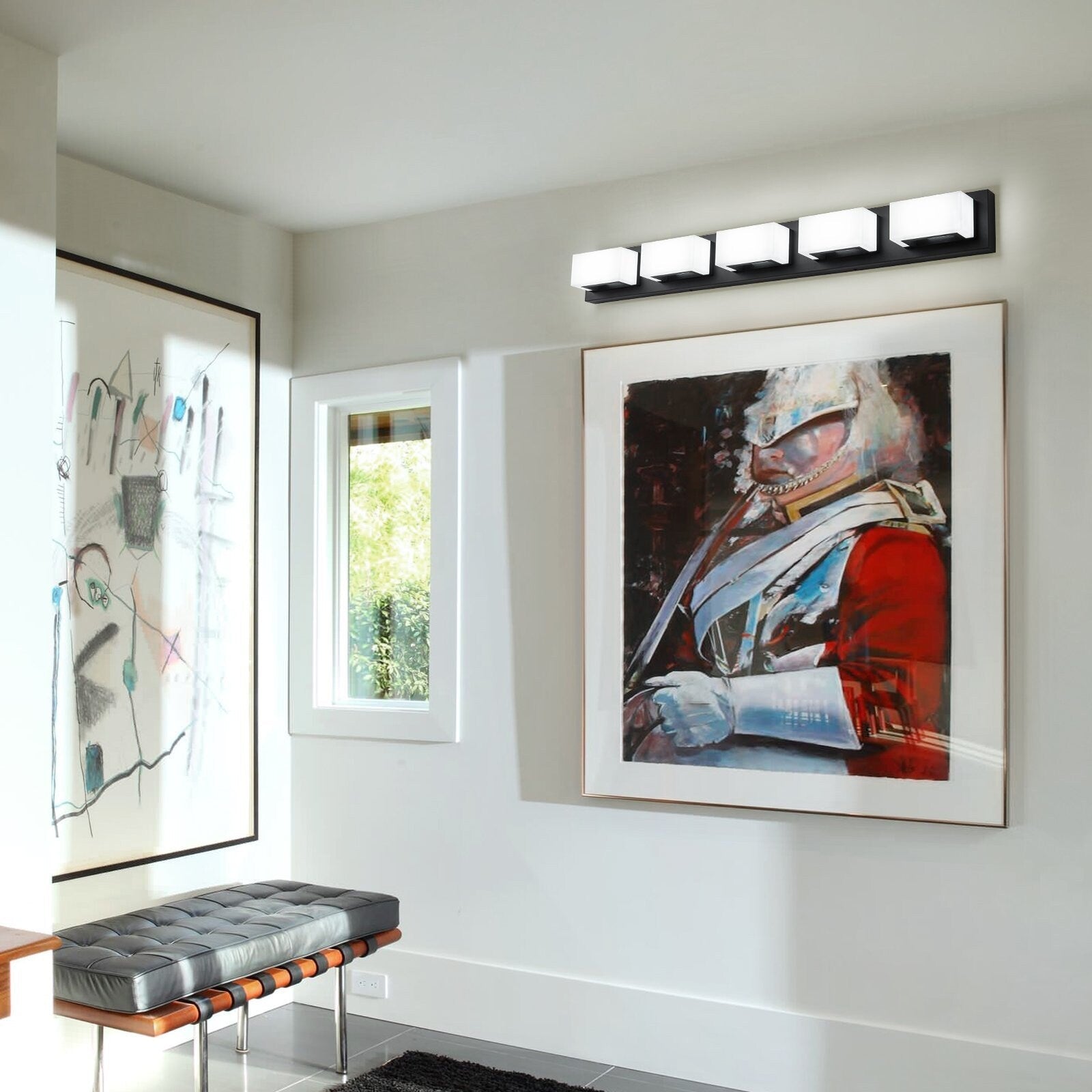 Applique murale LED moderne à intensité variable, 3, 4 ou 5 lampes, noir mat, pour salle de bain