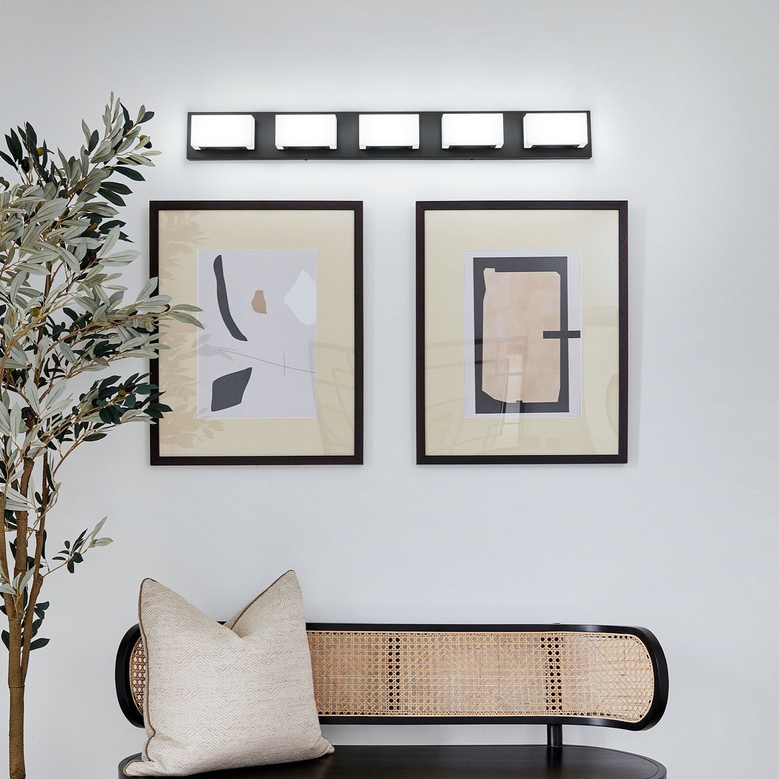 Applique murale LED moderne à intensité variable, 3, 4 ou 5 lampes, noir mat, pour salle de bain