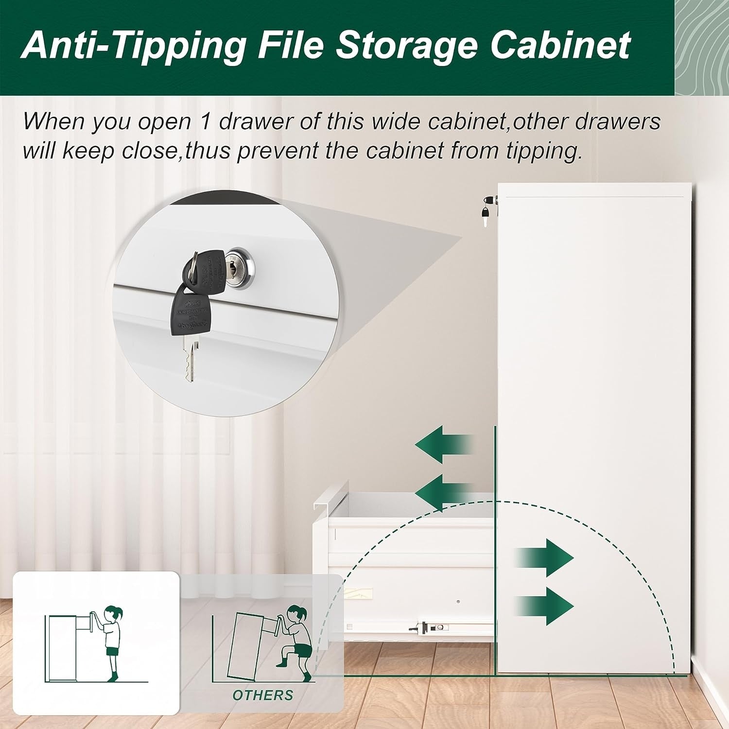 Classeur métallique verrouillable à 3 tiroirs pour bureau à domicile, armoire roulante entièrement assemblée