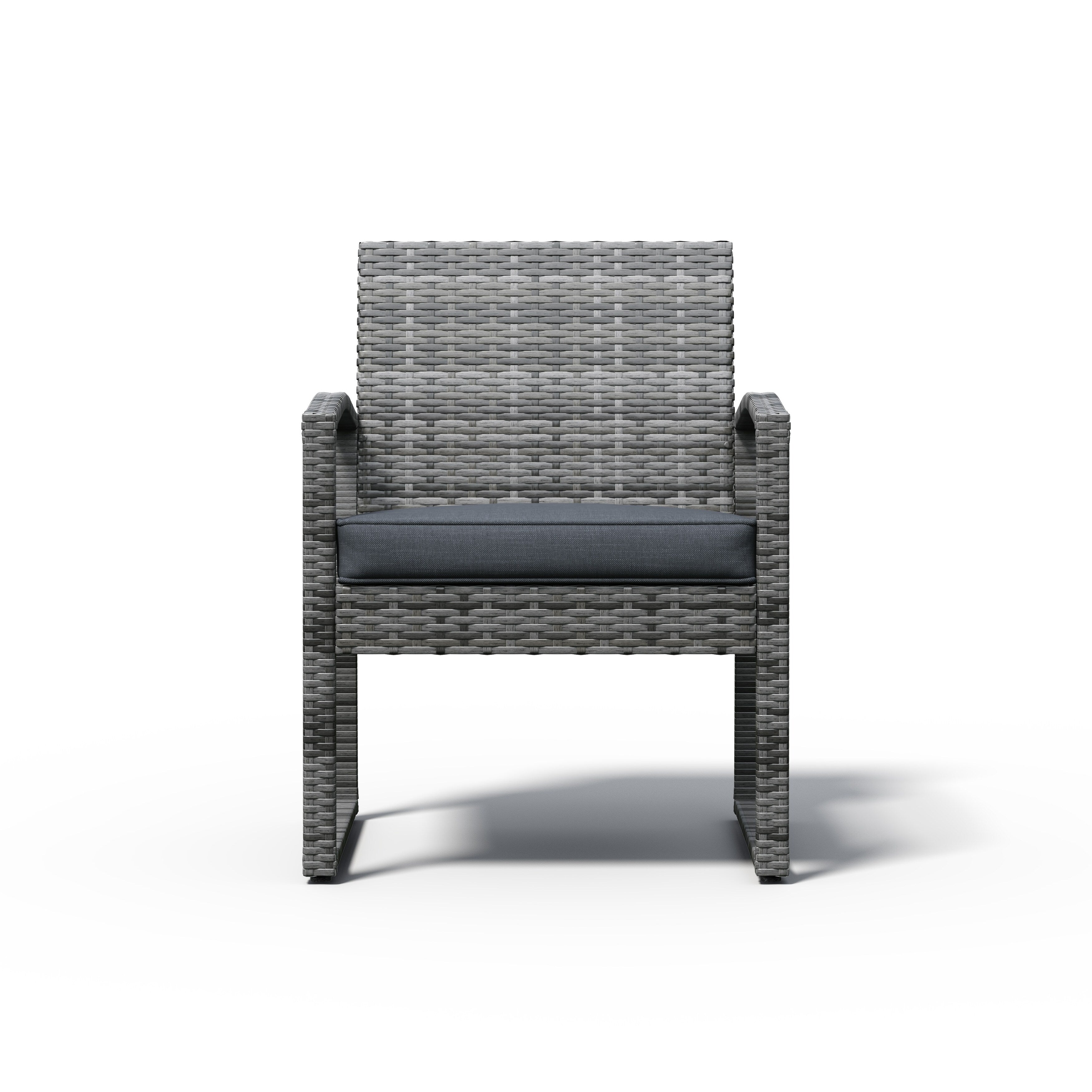 Ensemble de conversation d'extérieur en osier rembourré, 3 pièces