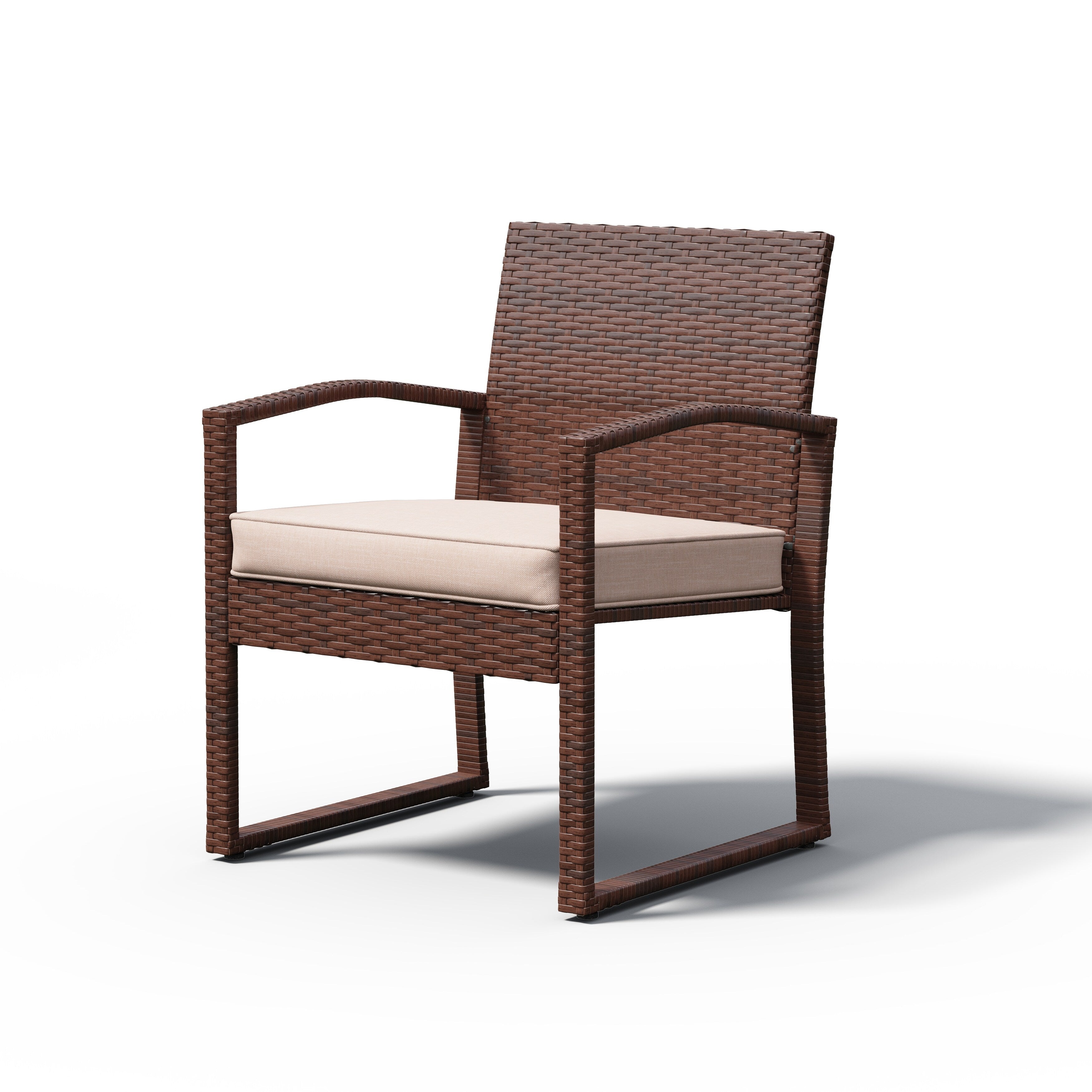 Ensemble de conversation d'extérieur en osier rembourré, 3 pièces