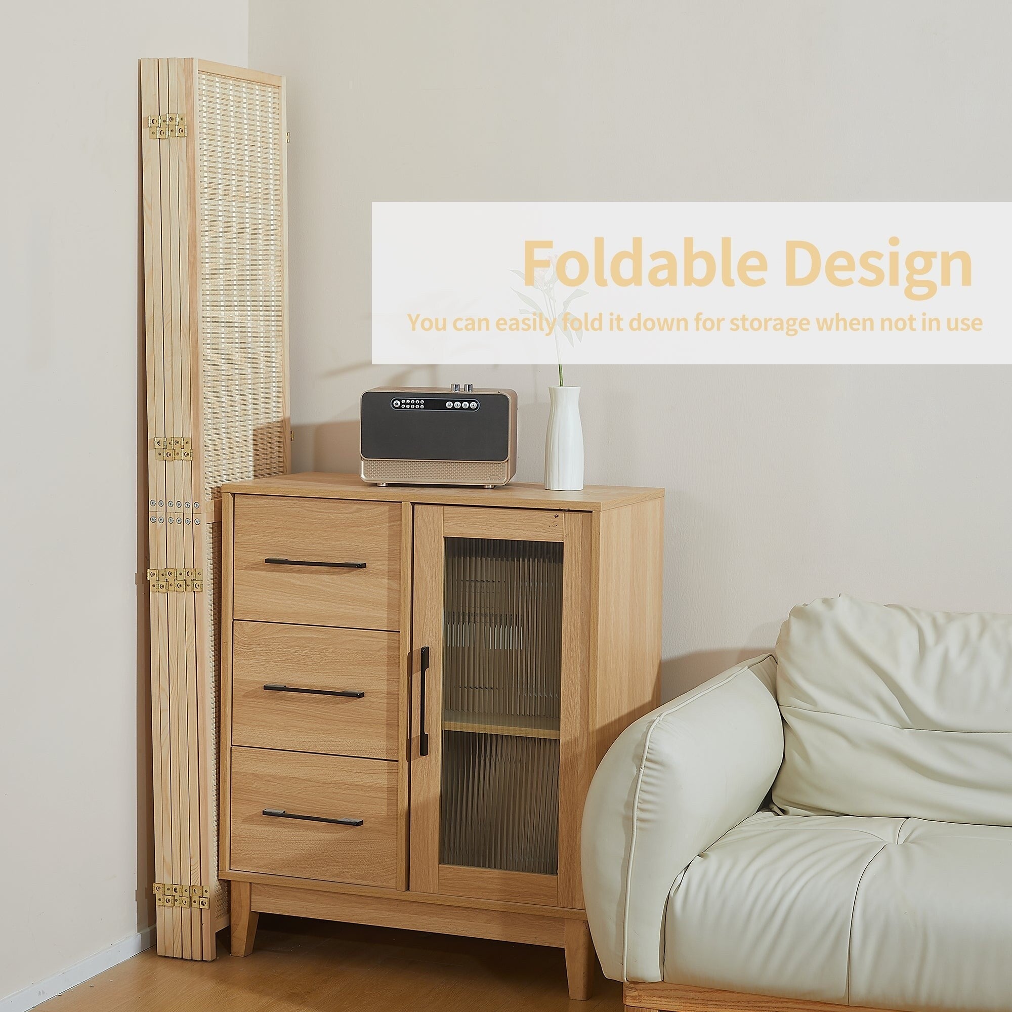 Paravent en bambou 4/6 panneaux, 1,8 m, amovible, pour séparation de pièce, écran de confidentialité pliable