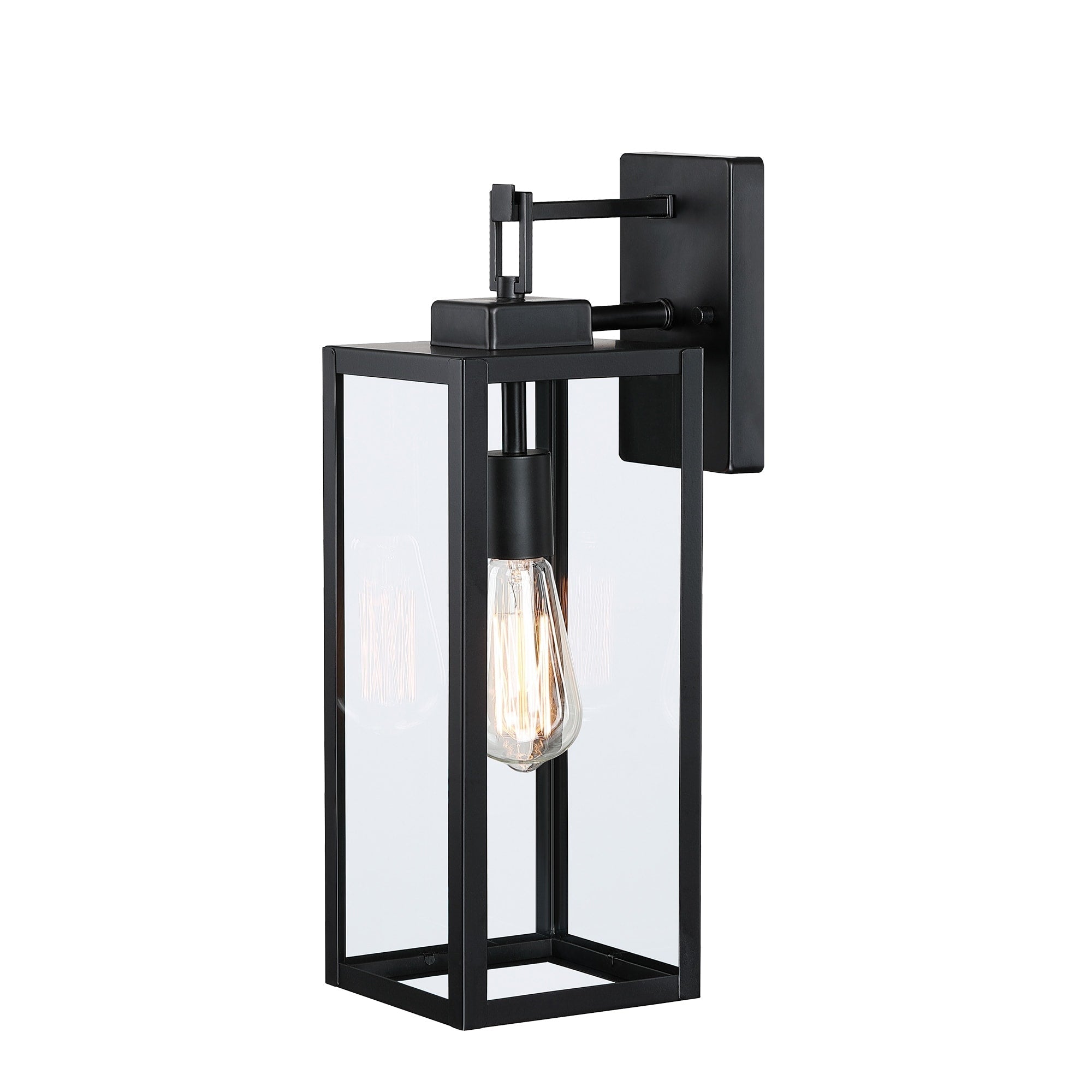 Lot de 4 appliques murales d'extérieur à 1 lampe avec finition noir mat et abat-jour en verre transparent