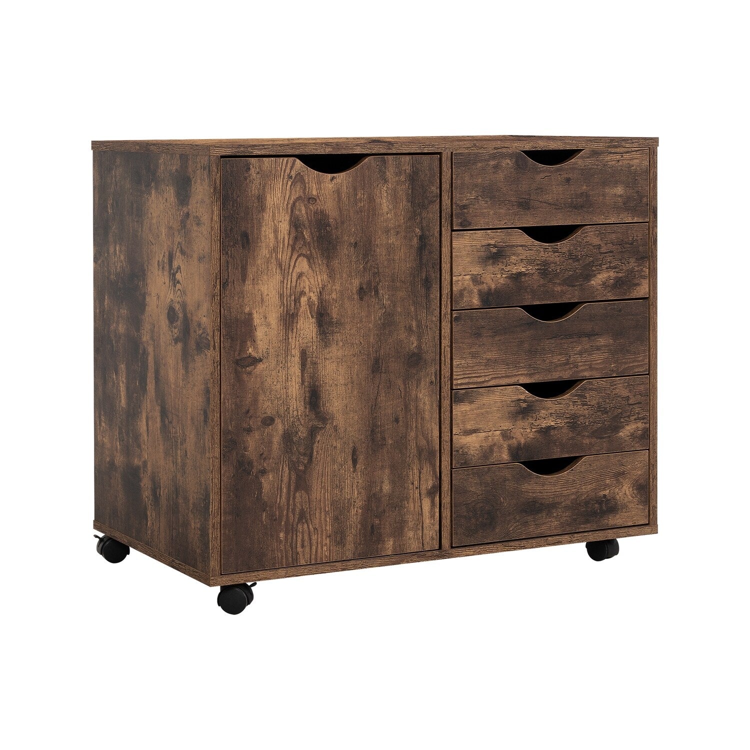 Commode de rangement en bois à 5 tiroirs avec roulettes - Organisateur d'artisanat et tiroir de maquillage pour placard et chambre