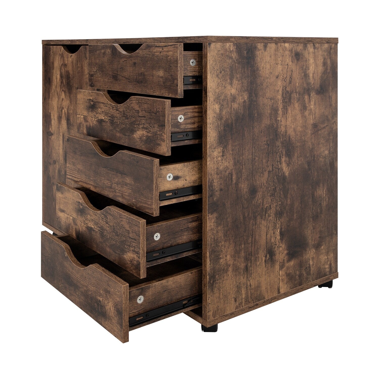 Commode de rangement en bois à 5 tiroirs avec roulettes - Organisateur d'artisanat et tiroir de maquillage pour placard et chambre