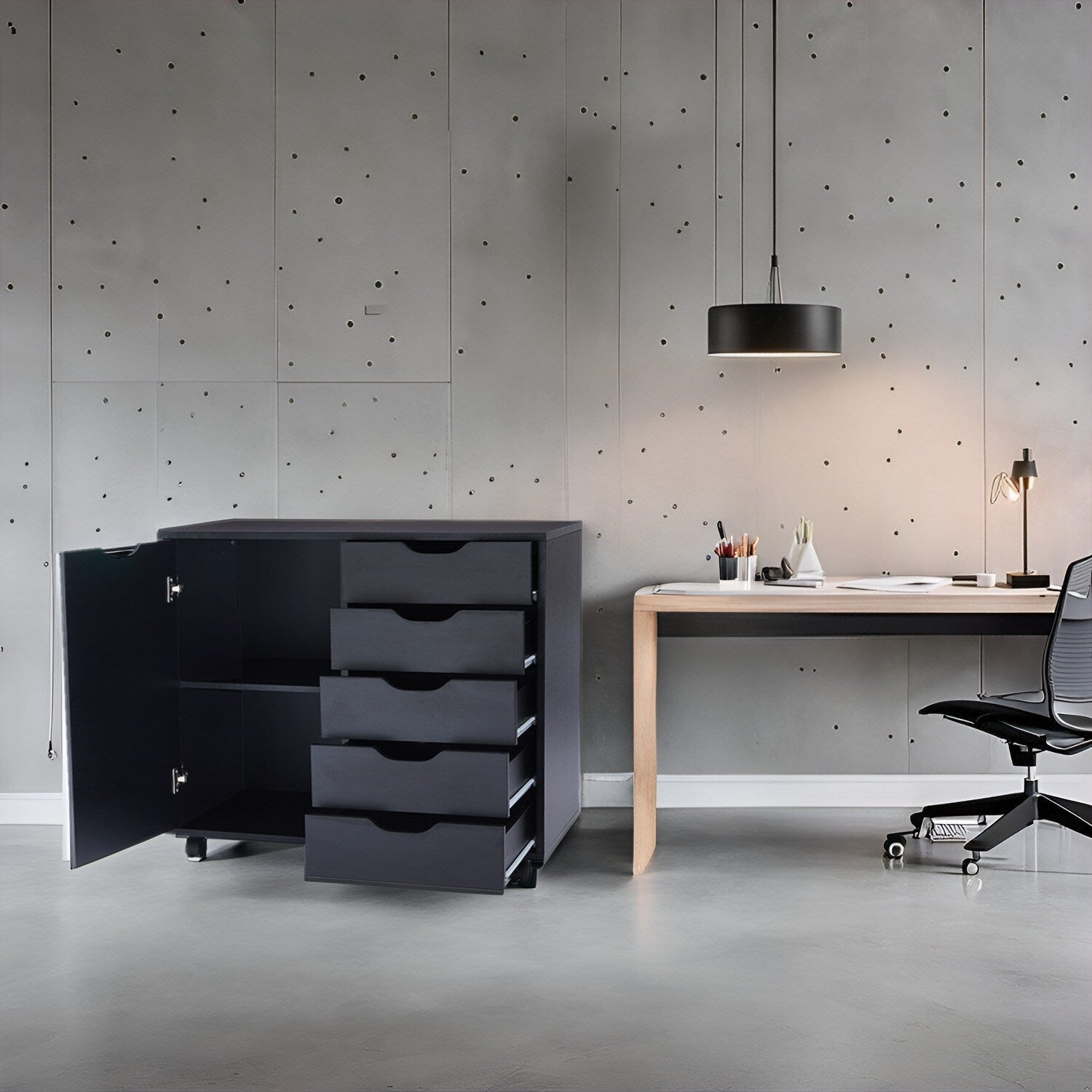 Commode de rangement en bois à 5 tiroirs avec roulettes - Organisateur d'artisanat et tiroir de maquillage pour placard et chambre