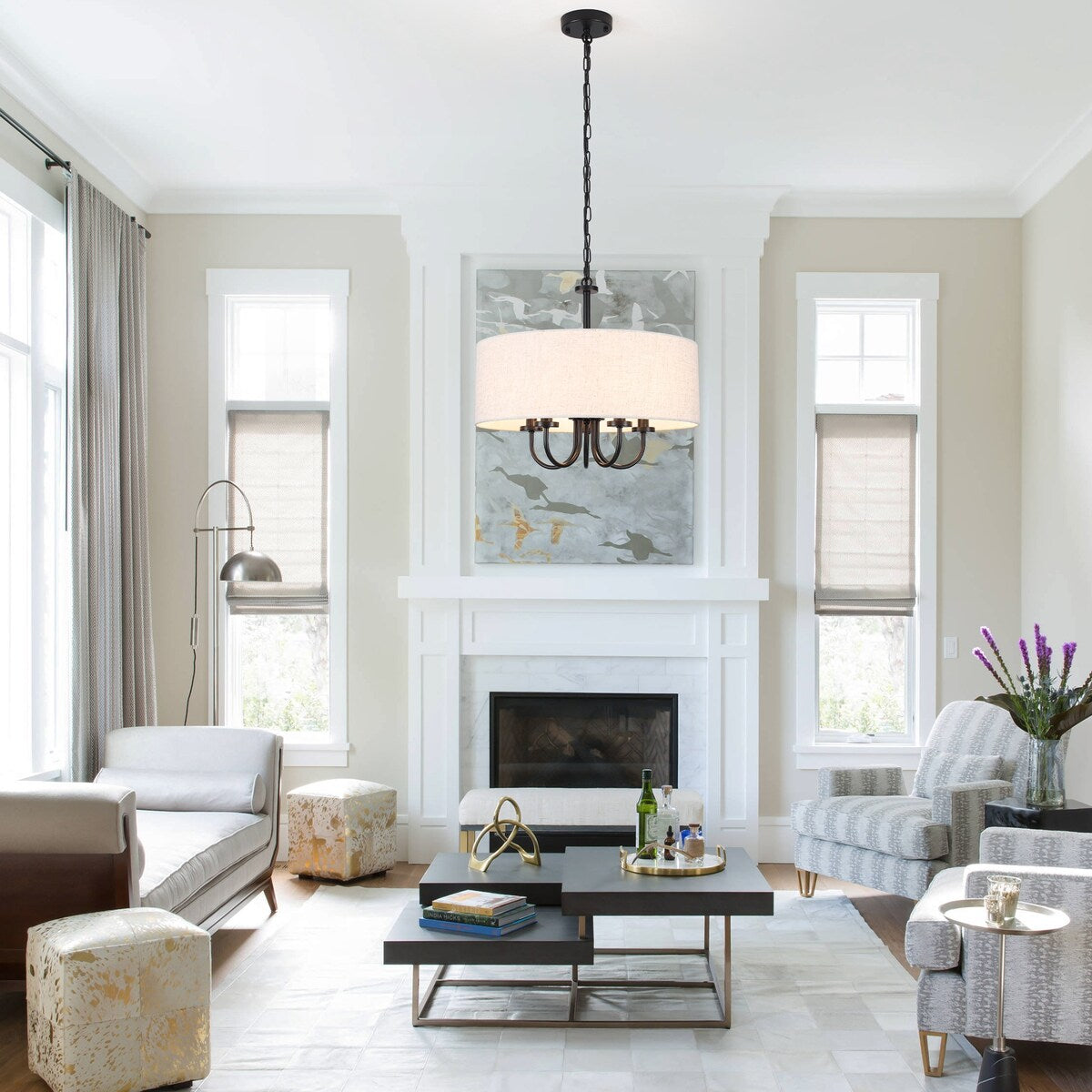 Plafonnier semi-encastré moderne à 5 lampes pour salle à manger, chambre à coucher, salon - N/A