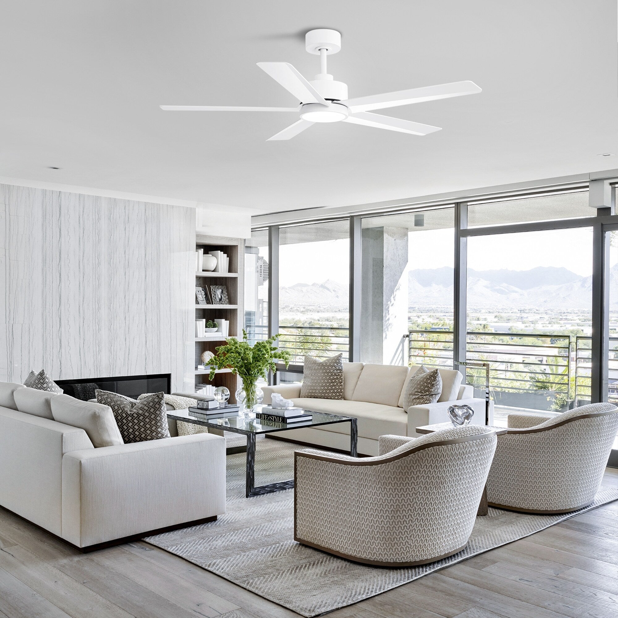 Ventilateur de plafond LED Breezary 65/52/42 à 5 pales avec kit d'éclairage et télécommande