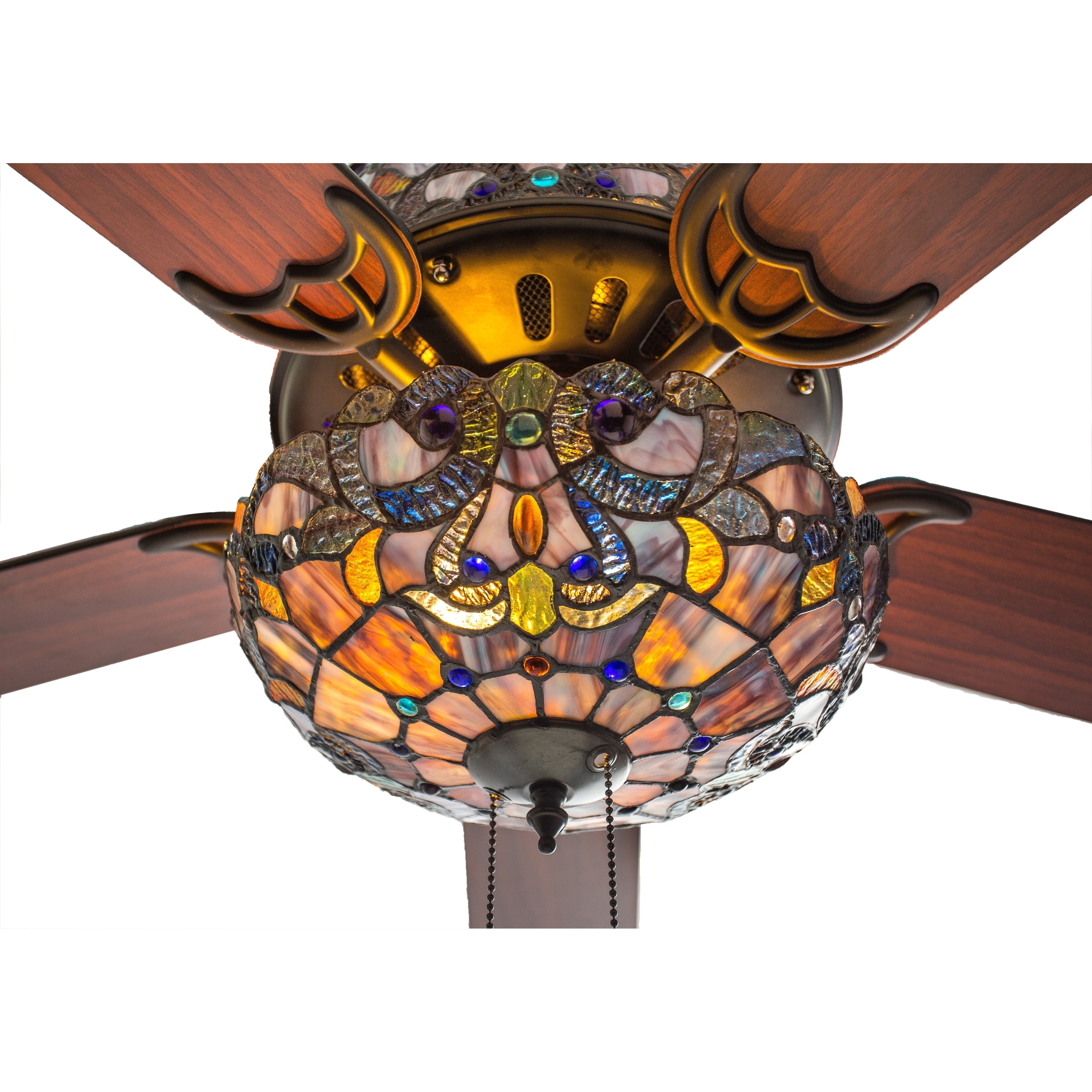 Ventilateur de plafond Magna Carta de style Tiffany Copper Grove Guasipati de 52 pouces - 52L x 52W x 16,5