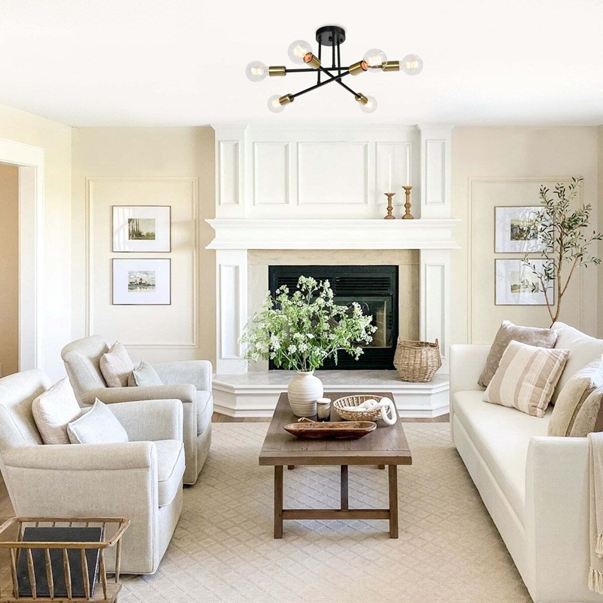 Plafonnier semi-encastré moderne en métal Sputnik de 60 cm (23,62 po)