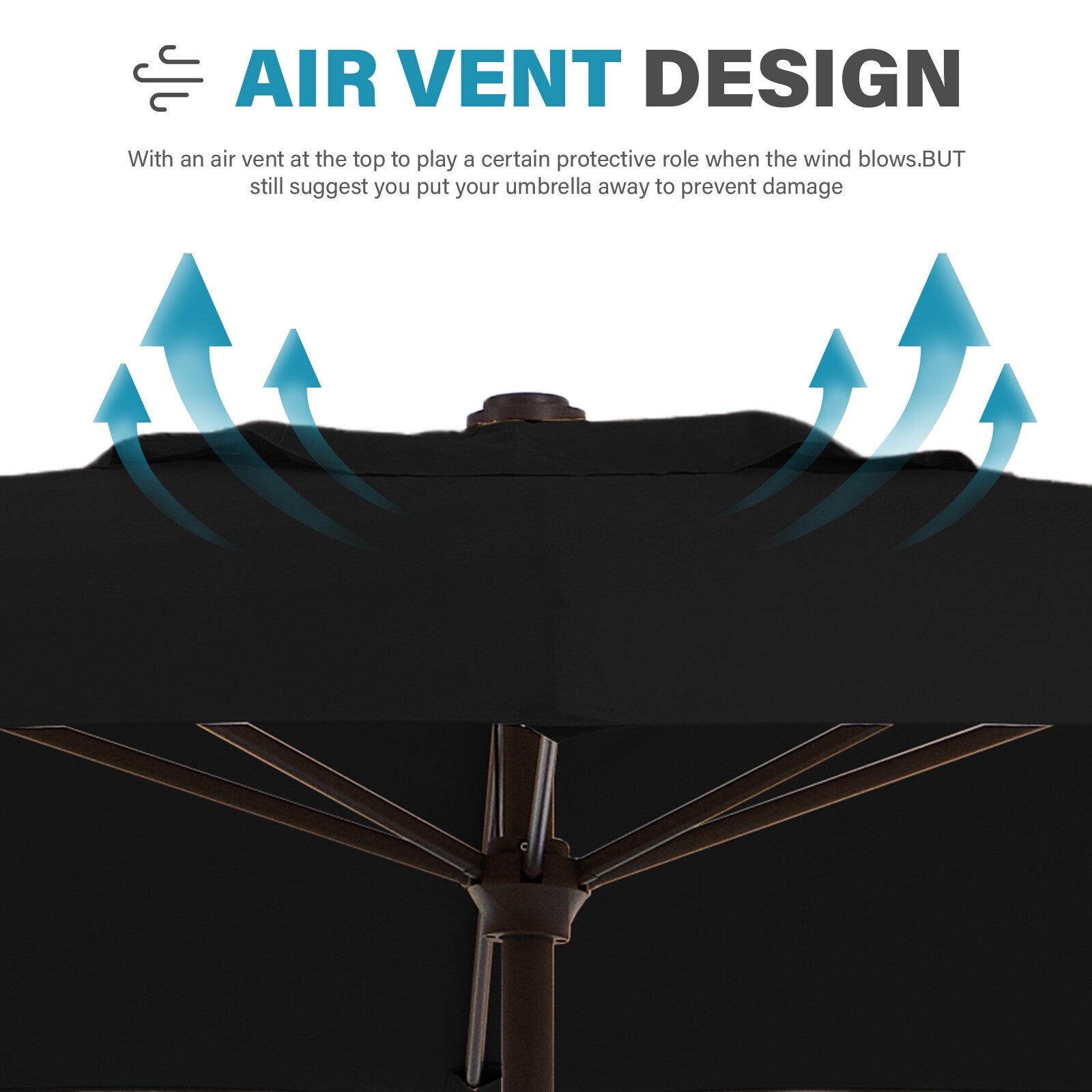 Parasol de marché rectangulaire de 8 x 10 pieds avec manivelle et inclinaison, résistant aux UV