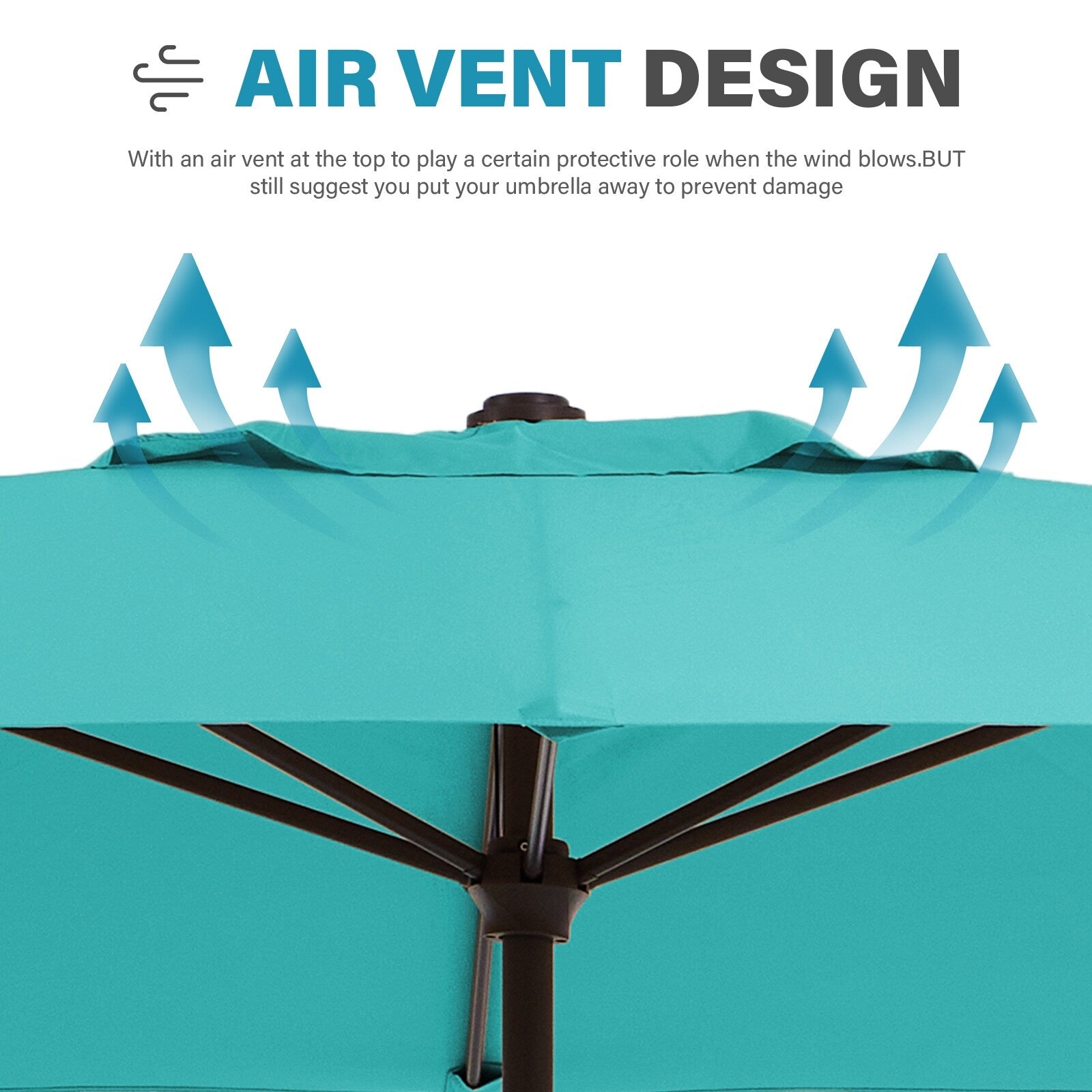 Parasol de marché rectangulaire de 8 x 10 pieds avec manivelle et inclinaison, résistant aux UV