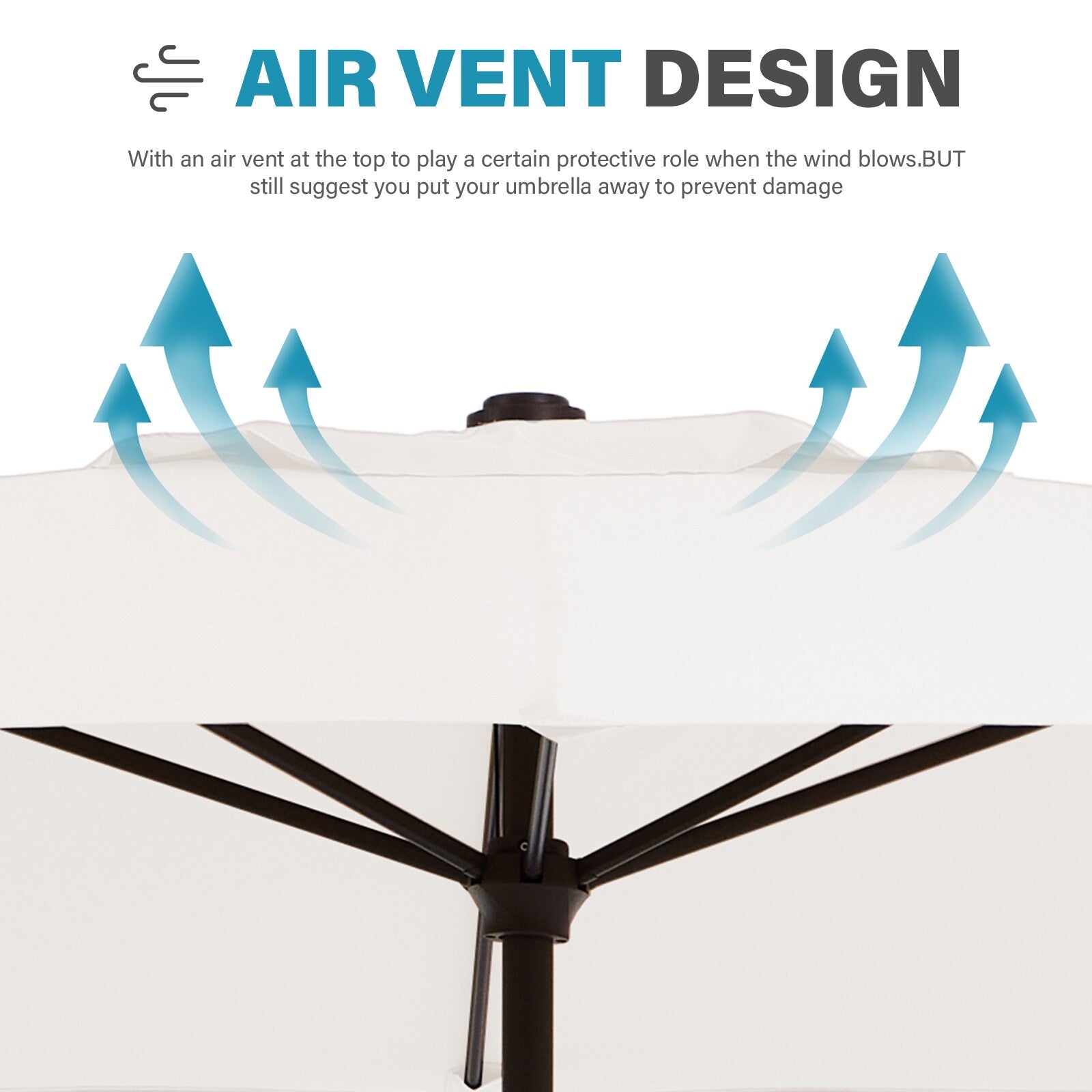 Parasol de marché rectangulaire de 8 x 10 pieds avec manivelle et inclinaison, résistant aux UV