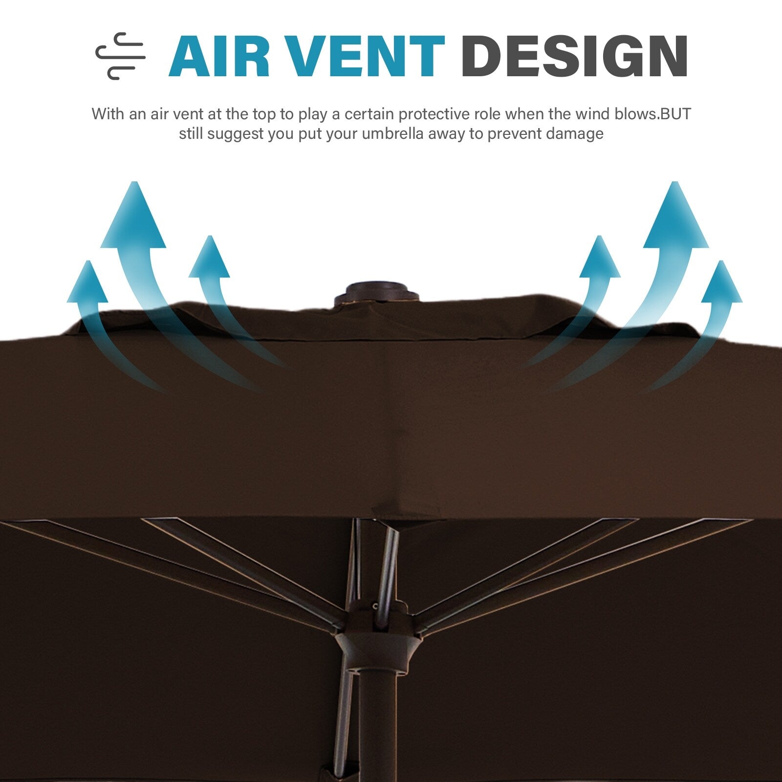 Parasol de marché rectangulaire de 8 x 10 pieds avec manivelle et inclinaison, résistant aux UV