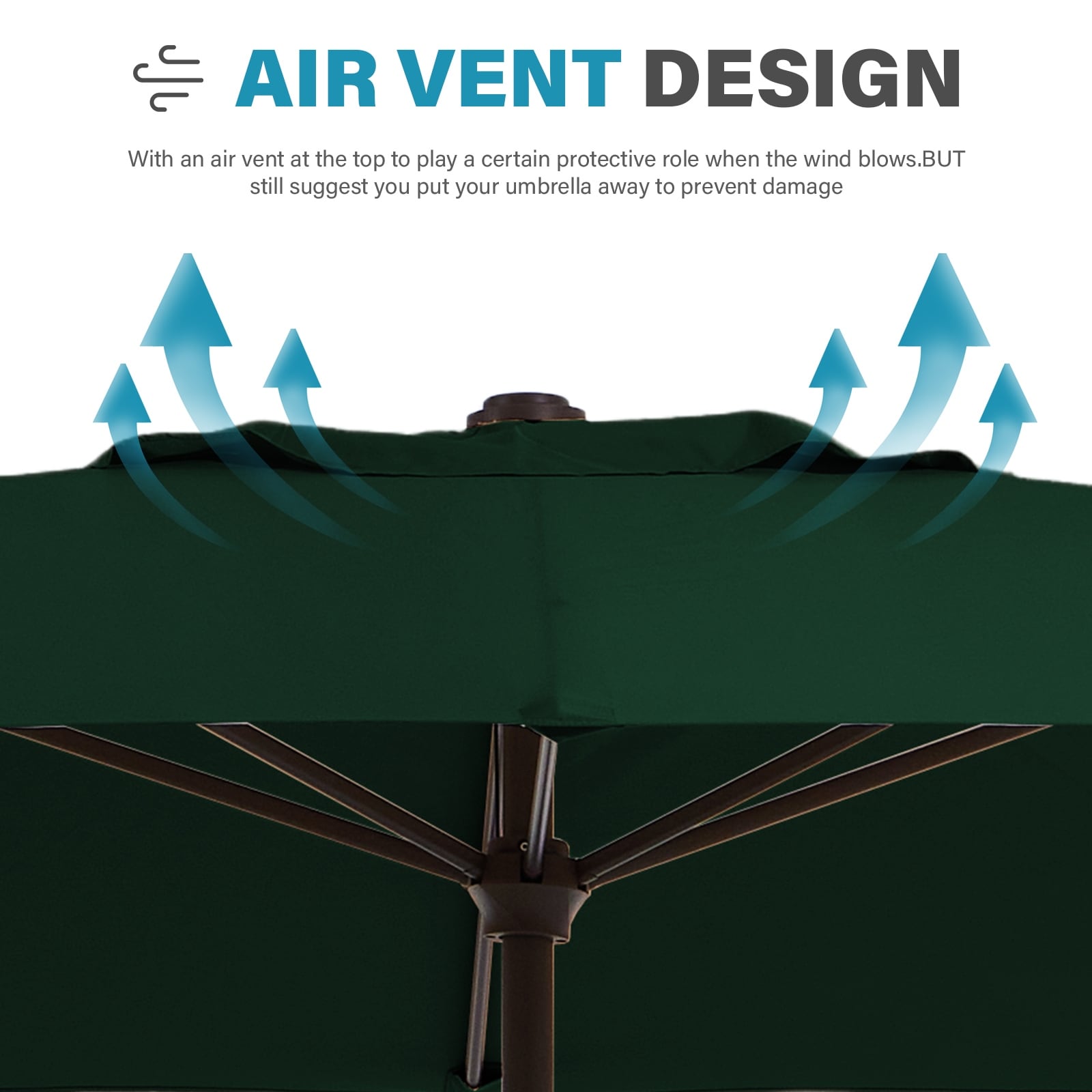 Parasol de marché rectangulaire de 8 x 10 pieds avec manivelle et inclinaison, résistant aux UV