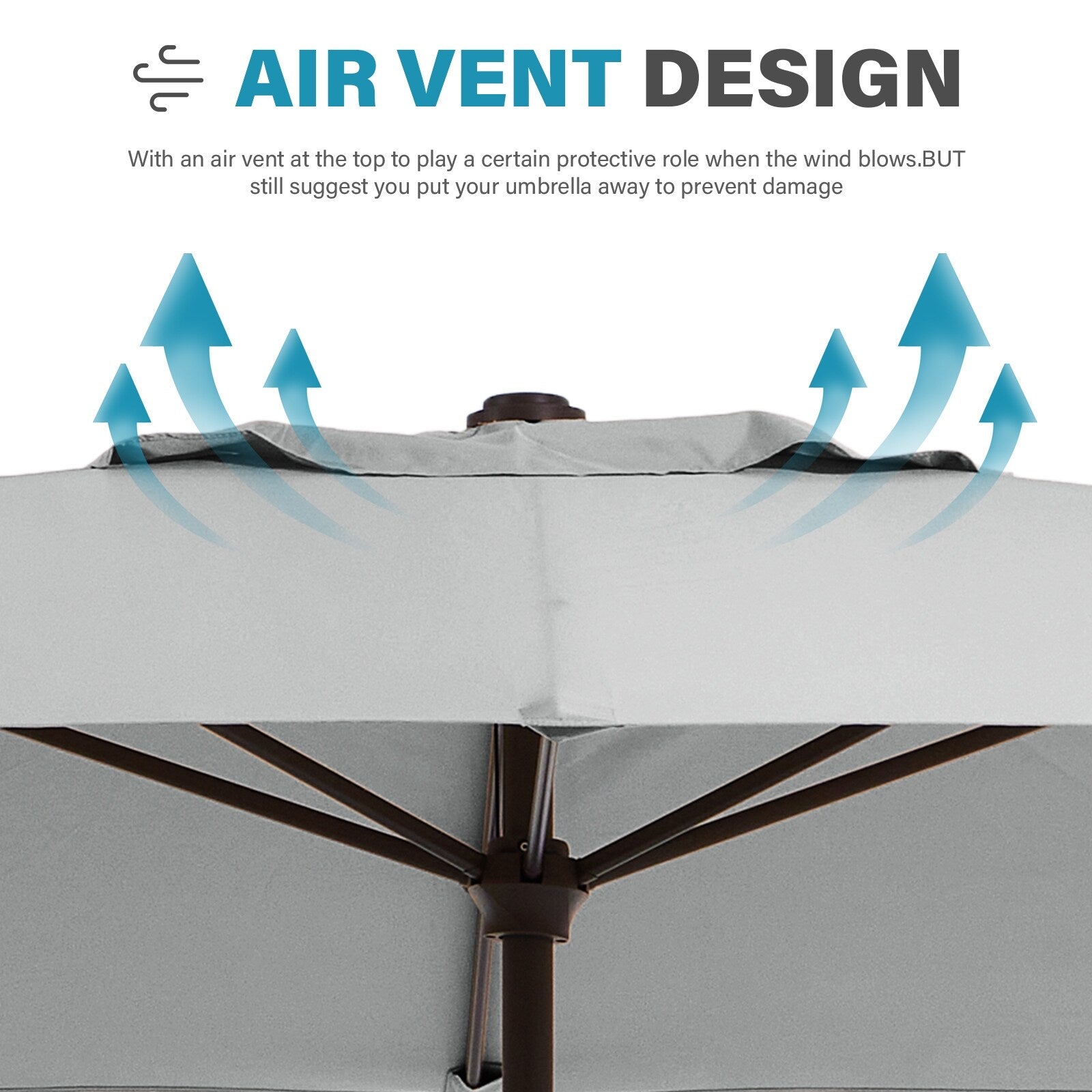 Parasol de marché rectangulaire de 8 x 10 pieds avec manivelle et inclinaison, résistant aux UV