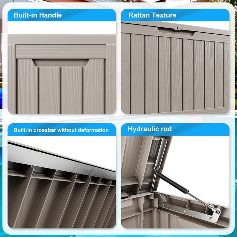 Coffre de rangement extérieur verrouillable en résine pour terrasse