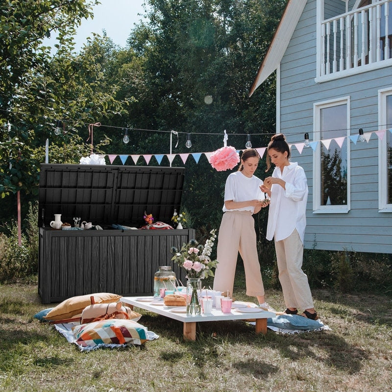 Coffre de rangement extérieur verrouillable en résine pour terrasse