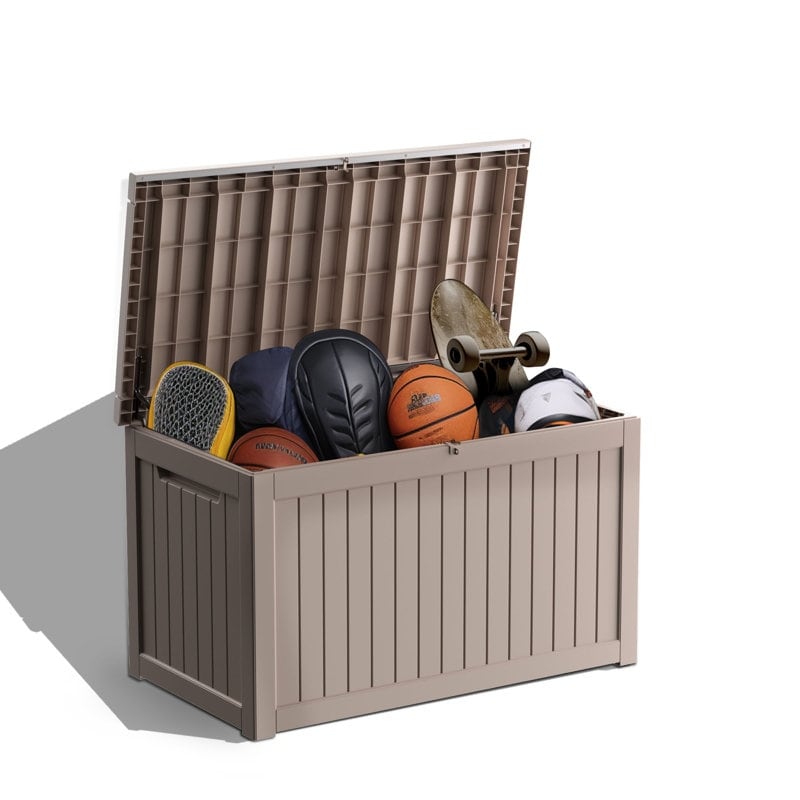 Coffre de rangement extérieur verrouillable en résine pour terrasse