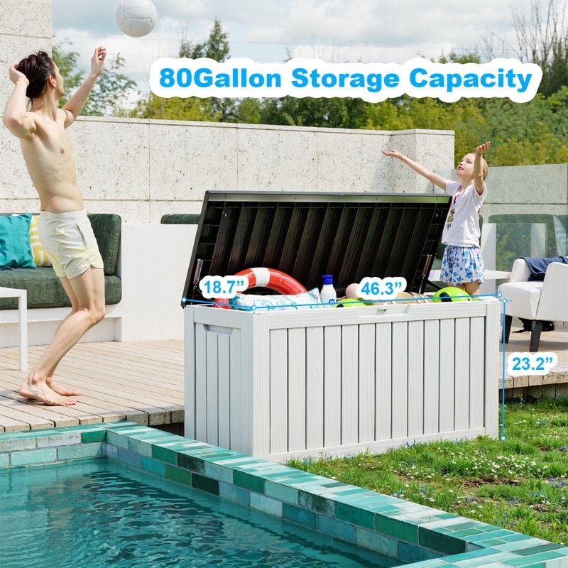 Coffre de rangement extérieur verrouillable en résine pour terrasse