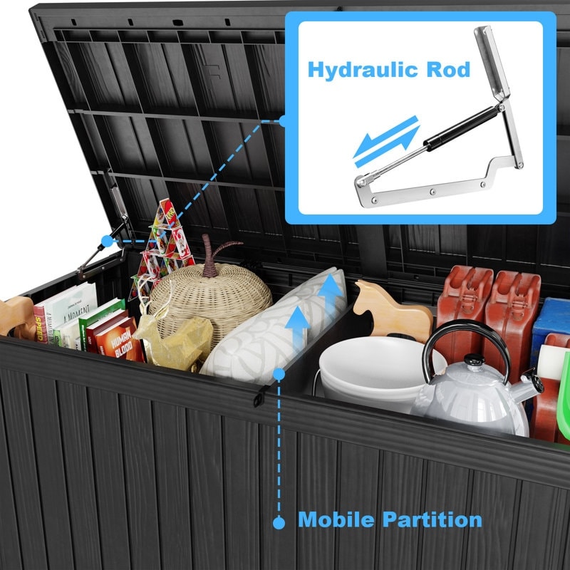 Coffre de rangement extérieur verrouillable en résine pour terrasse