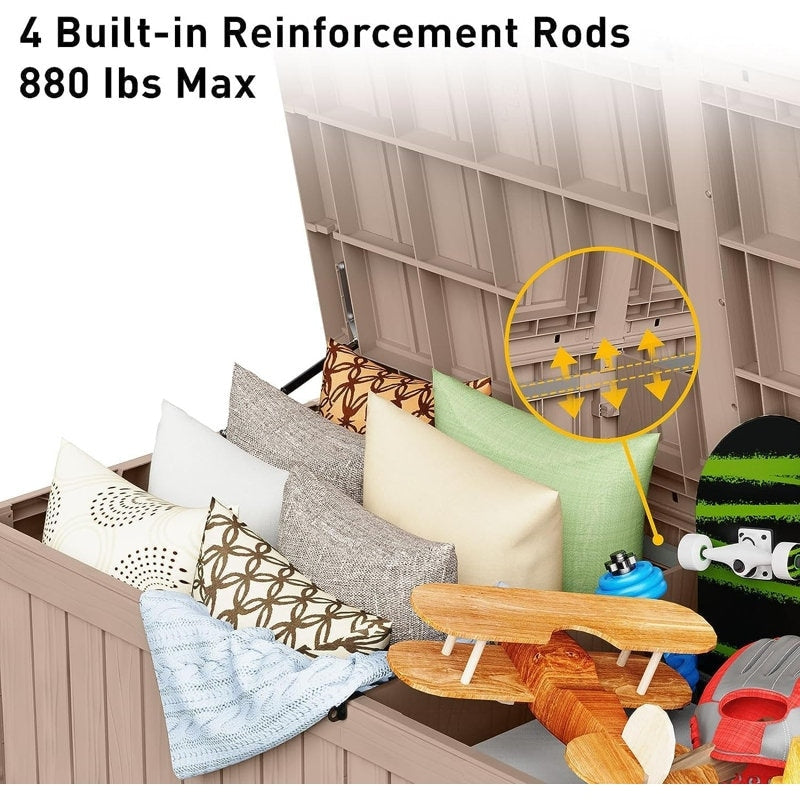 Coffre de rangement extérieur verrouillable en résine pour terrasse