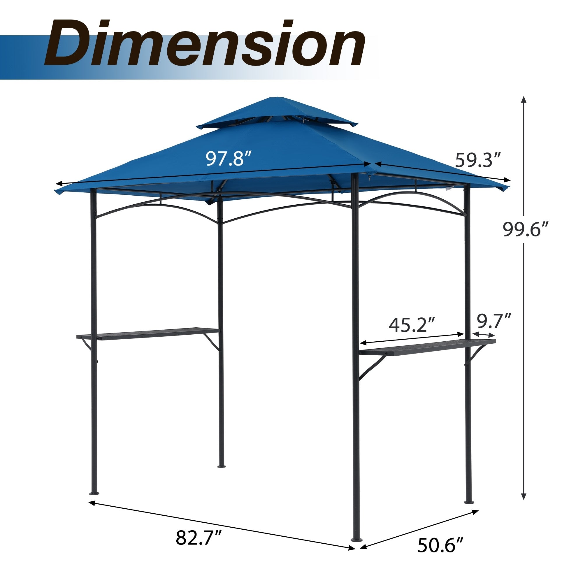 Gazebo d'extérieur étanche à la pluie de 8 pi x 5 pi avec conception ventilée à double couche