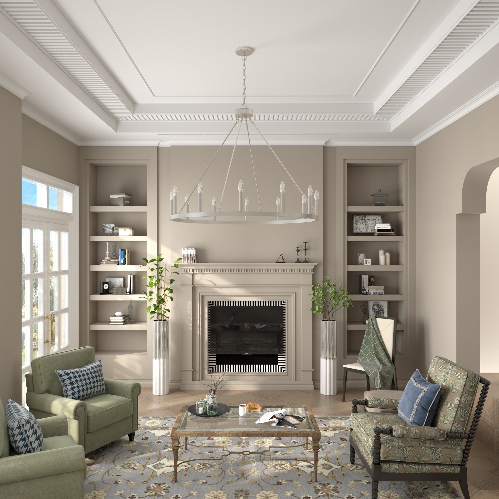 Lustre Acroma Farmhouse à 12 lumières, 40 po, en forme de roue de chariot, certifié UL - 40 po P x 138 po H