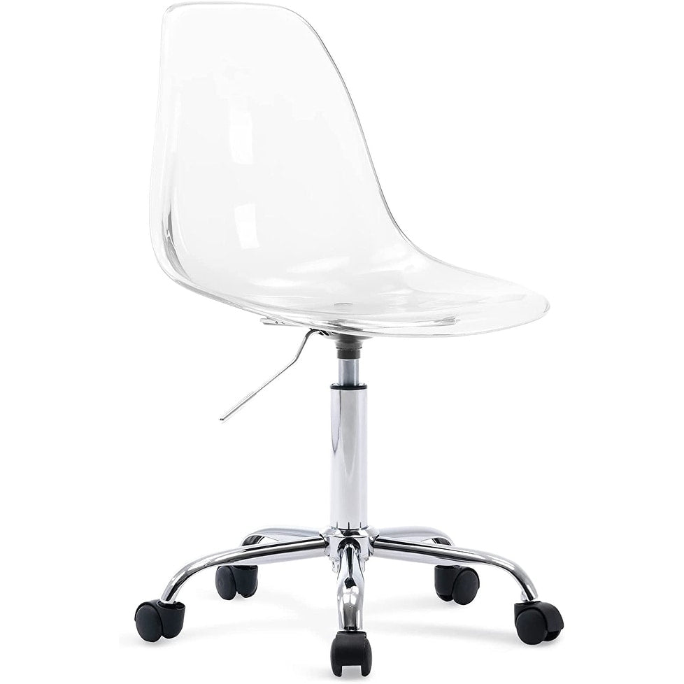 Chaise de bureau pivotante en acrylique à hauteur réglable sans accoudoirs