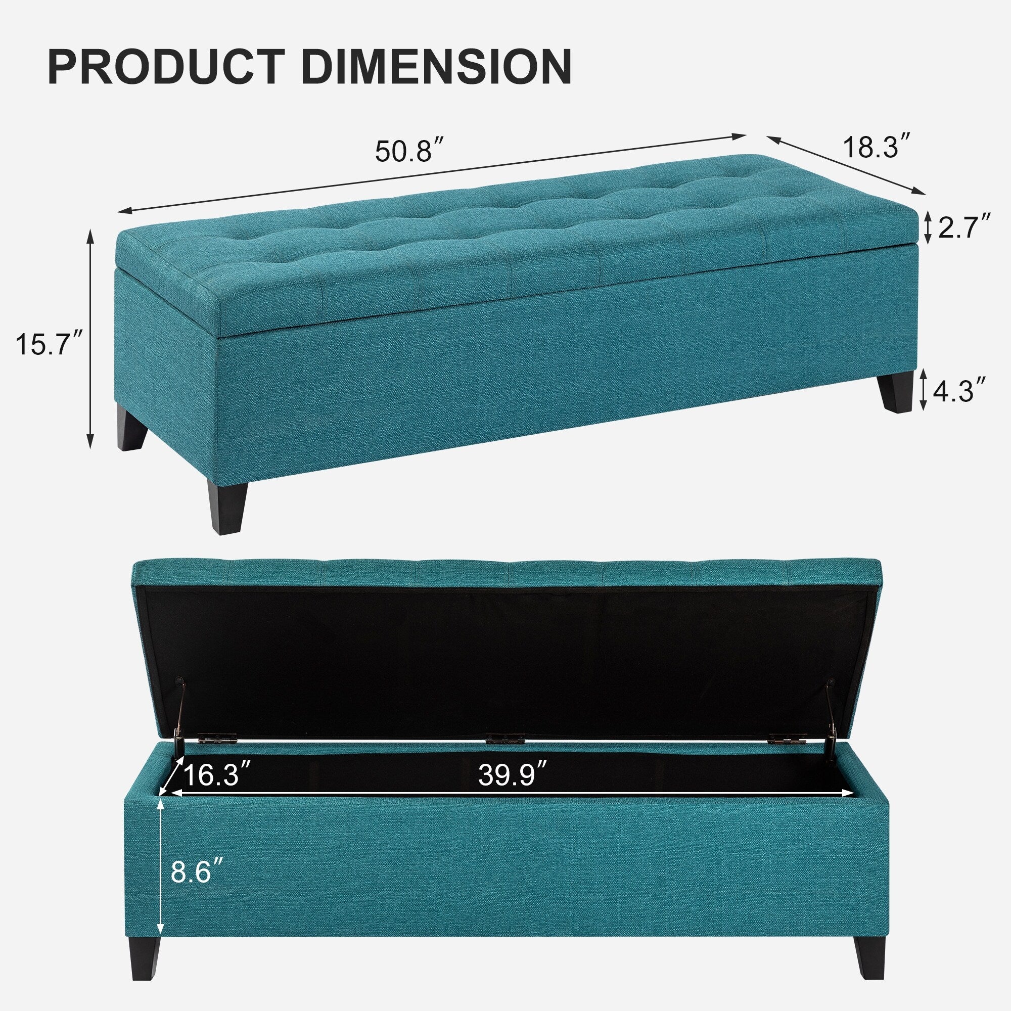 Banc ottoman de rangement en cuir reconstitué Adeco 50