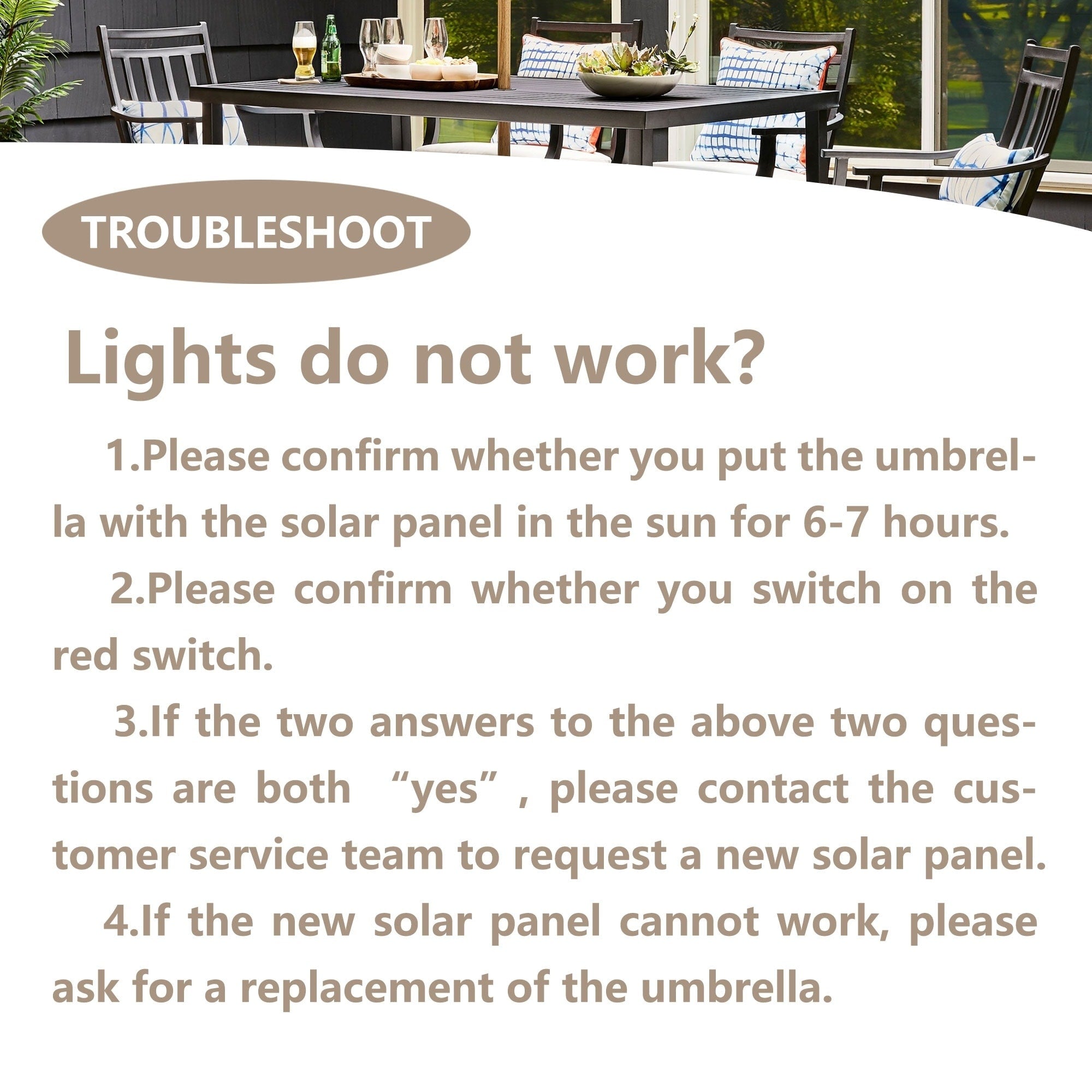 Parasol de patio Ainfox de 10 pieds avec lumières Parasol solaire d'extérieur sans base