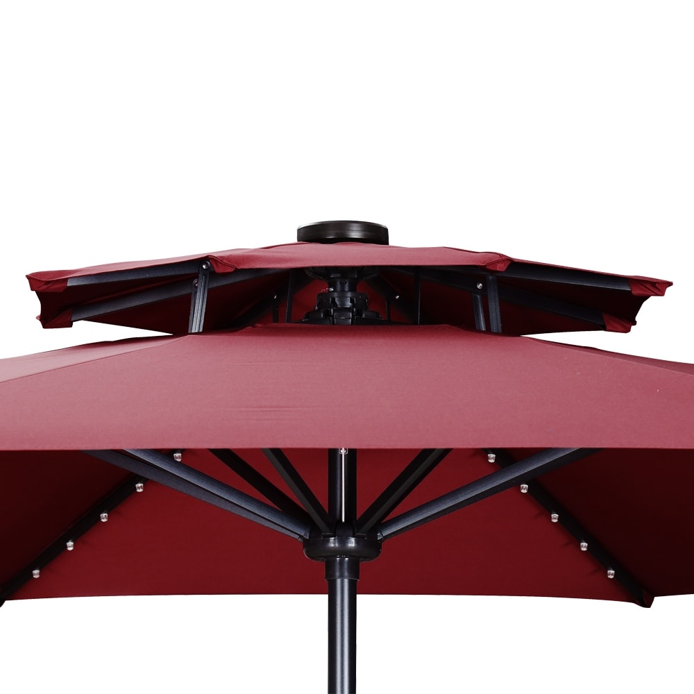 Parasol de patio Ainfox de 10 pieds avec lumières Parasol solaire d'extérieur sans base