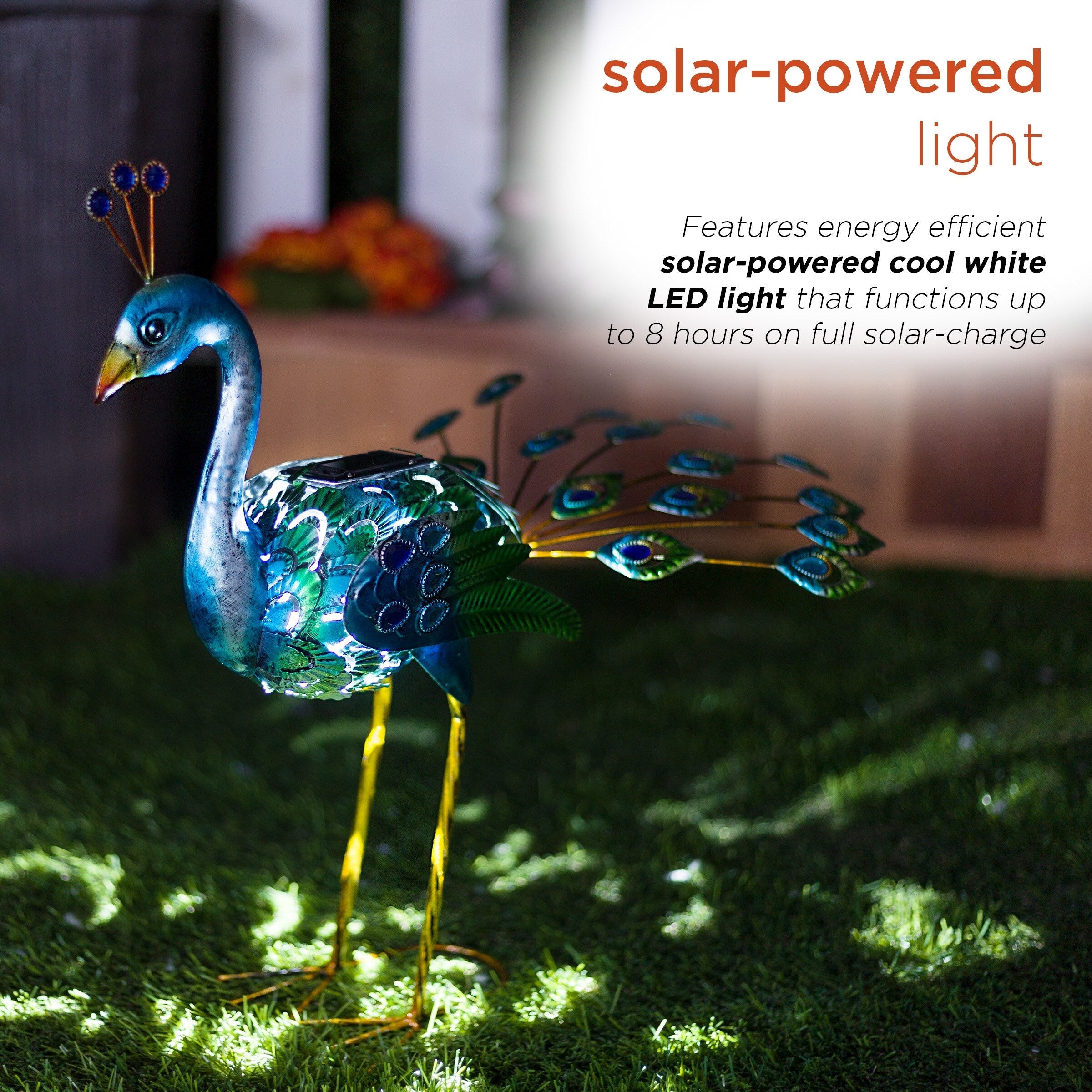 Statue de paon métallique d'extérieur de grande taille, multicolore, pour décoration de jardin