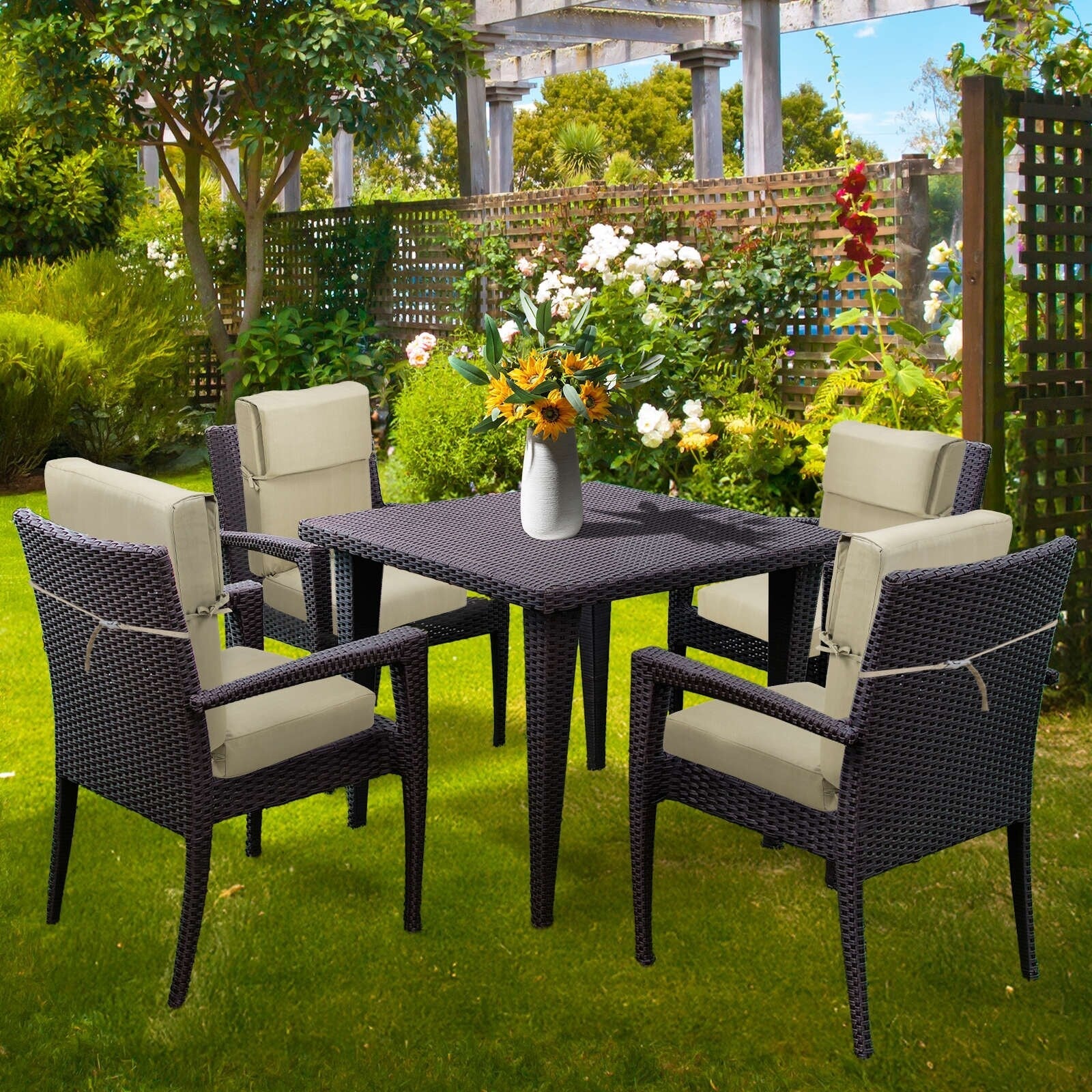 Lot de 4 coussins de chaise à dossier haut Aoodor Patio, 46 x 21 x 4 pouces (coussins uniquement)