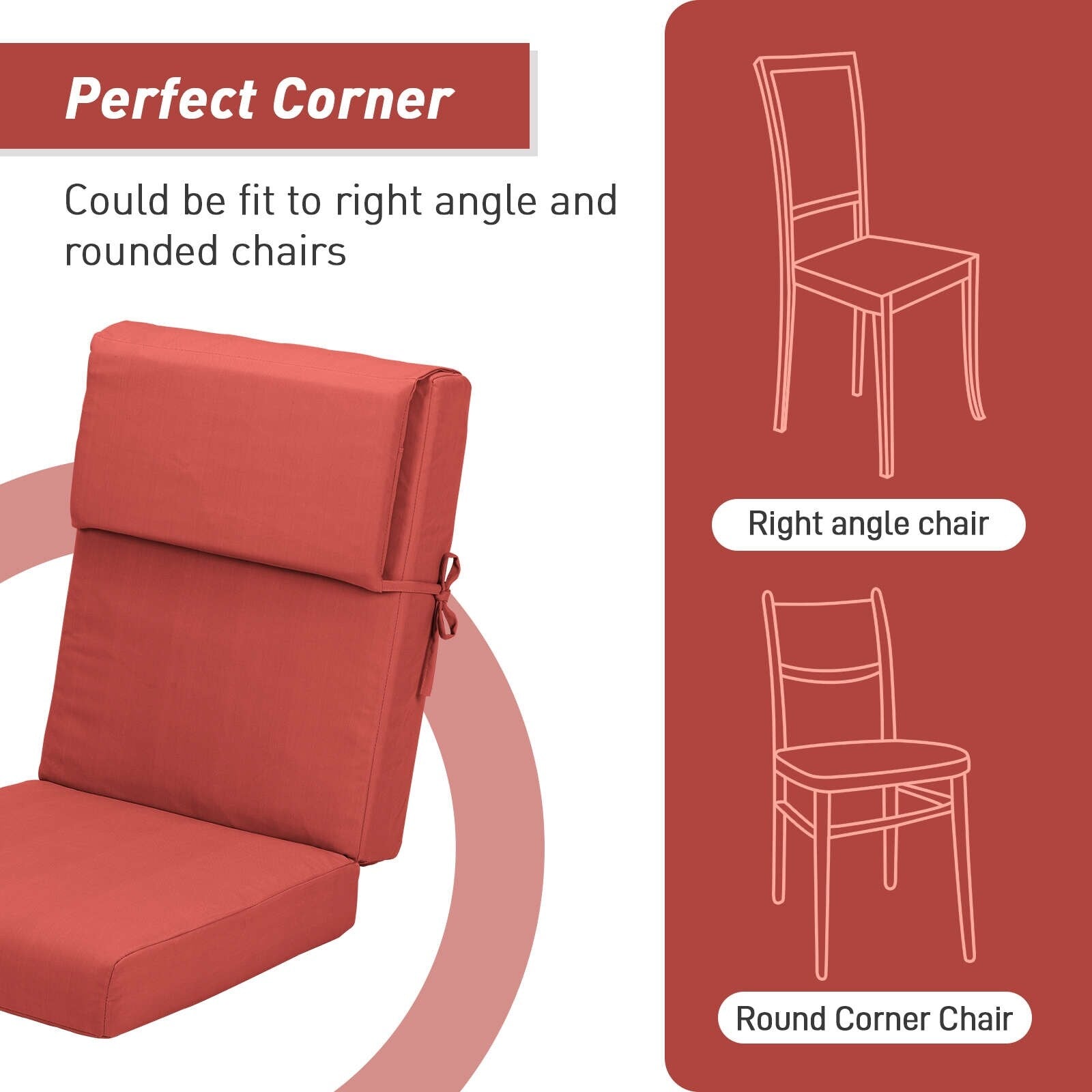 Lot de 4 coussins de chaise à dossier haut Aoodor Patio, 46 x 21 x 4 pouces (coussins uniquement)