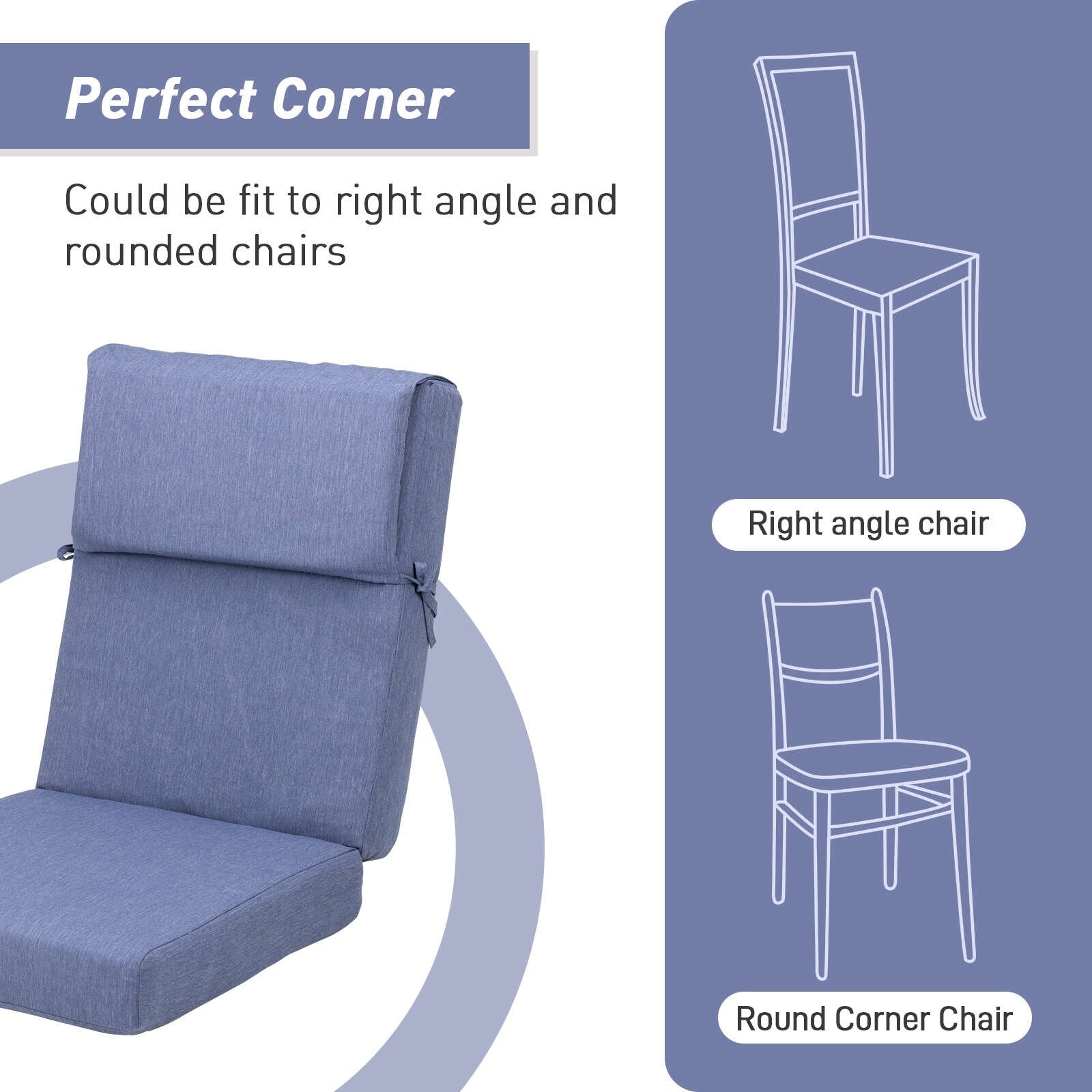 Lot de 4 coussins de chaise à dossier haut Aoodor Patio, 46 x 21 x 4 pouces (coussins uniquement)