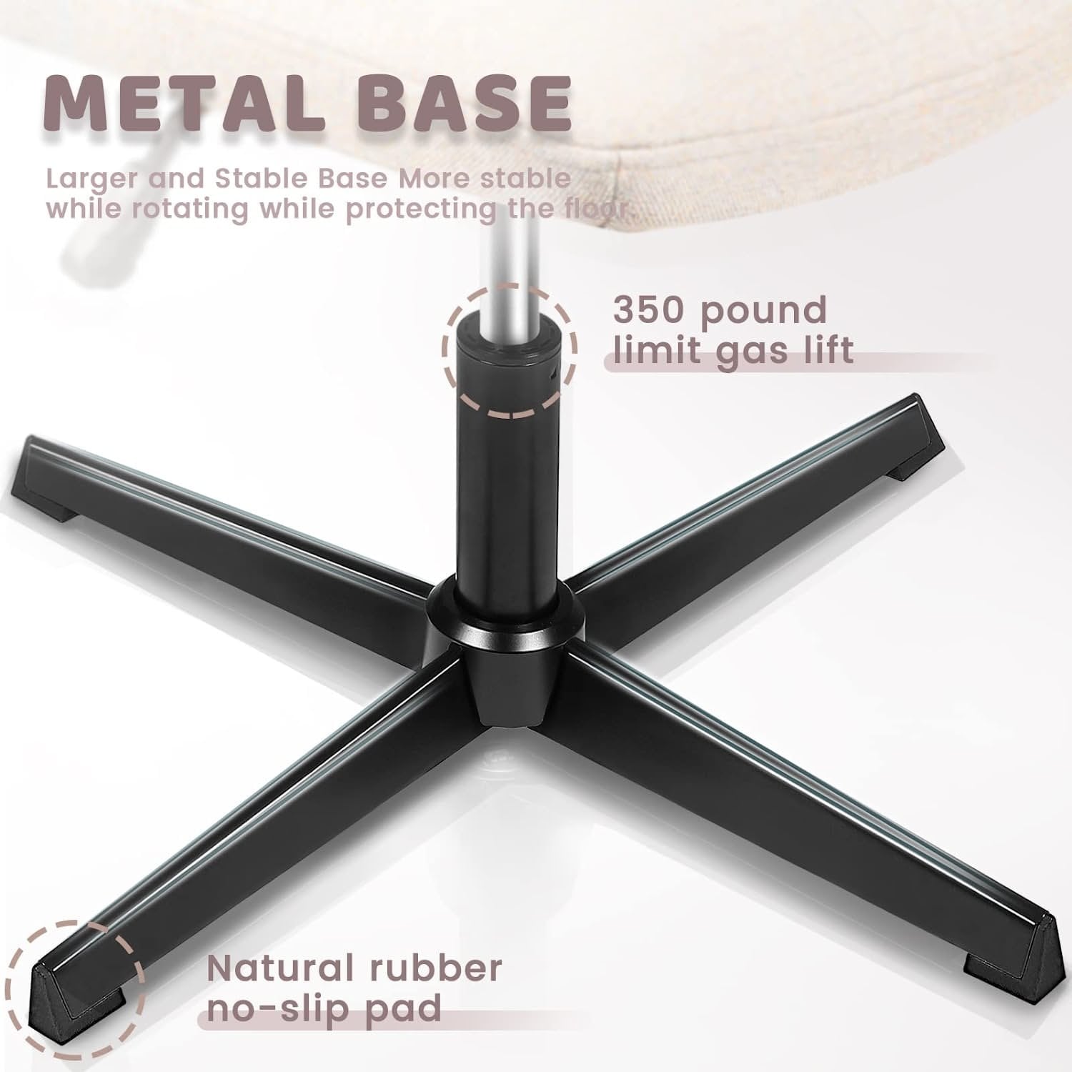 Chaise de bureau BOSSIN Criss Cross sans accoudoirs, sans roulettes, chaise de vanité pivotante moderne rembourrée en tissu