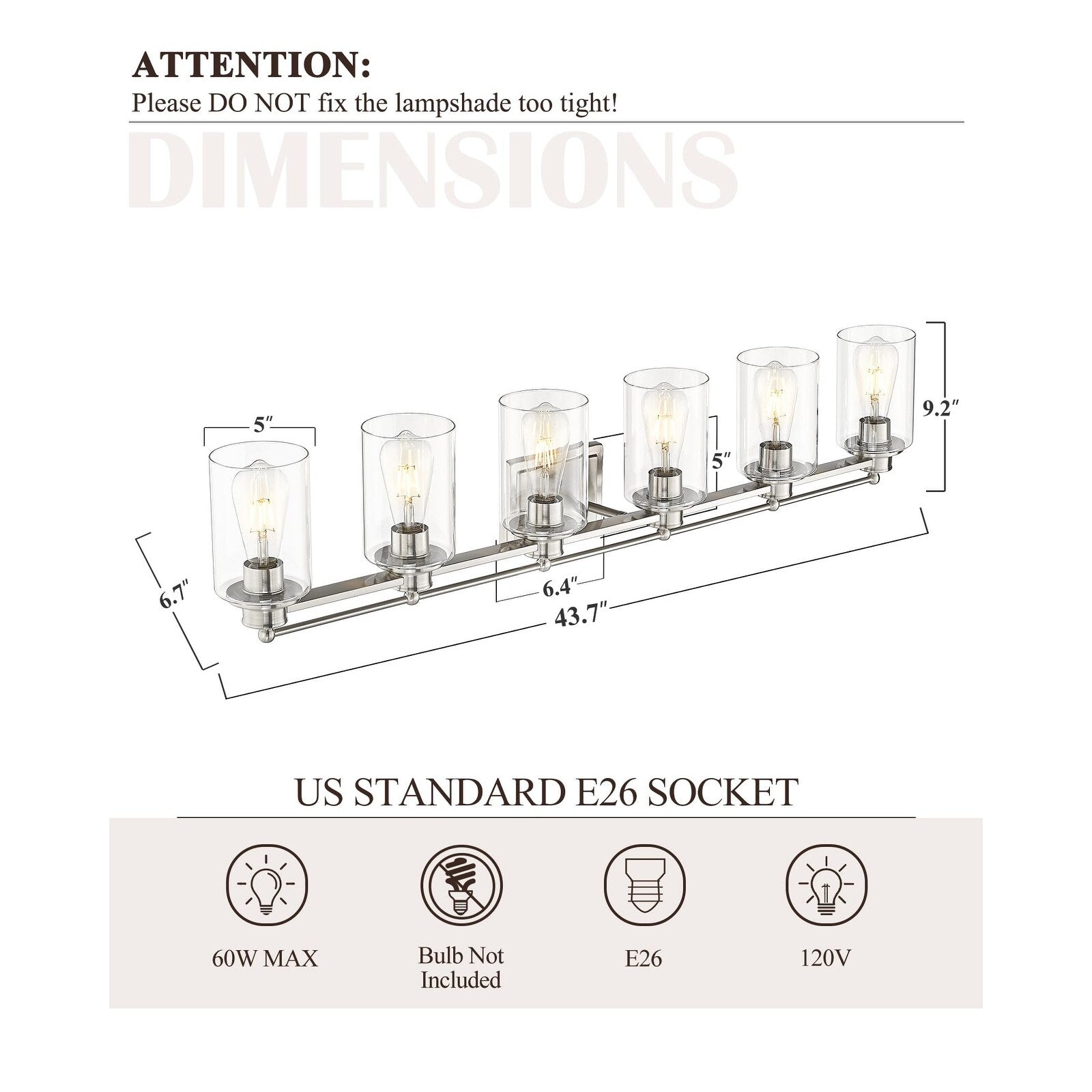 Applique murale sur miroir avec abat-jour en verre transparent