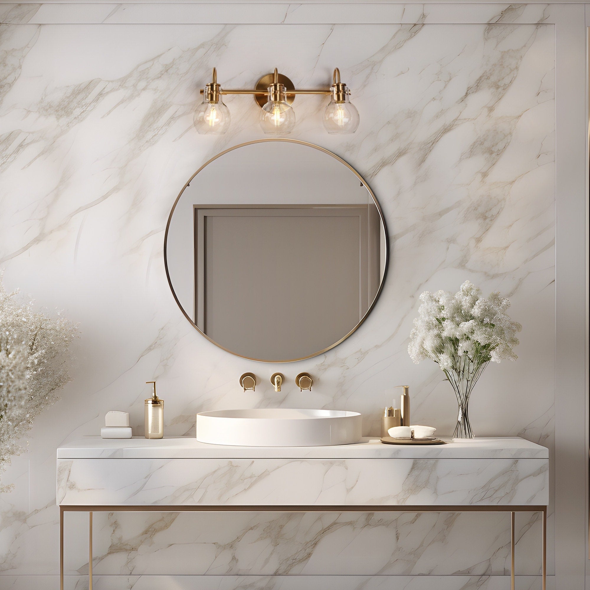 Applique murale moderne à 2, 3, 4 ou 5 lampes pour salle de bain, design minimaliste, en verre