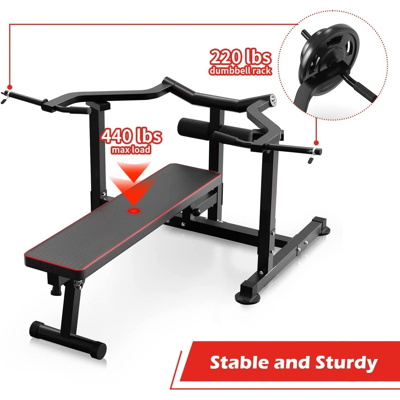 Machine de développé couché Zenova avec bras convergents indépendants et support d'haltères